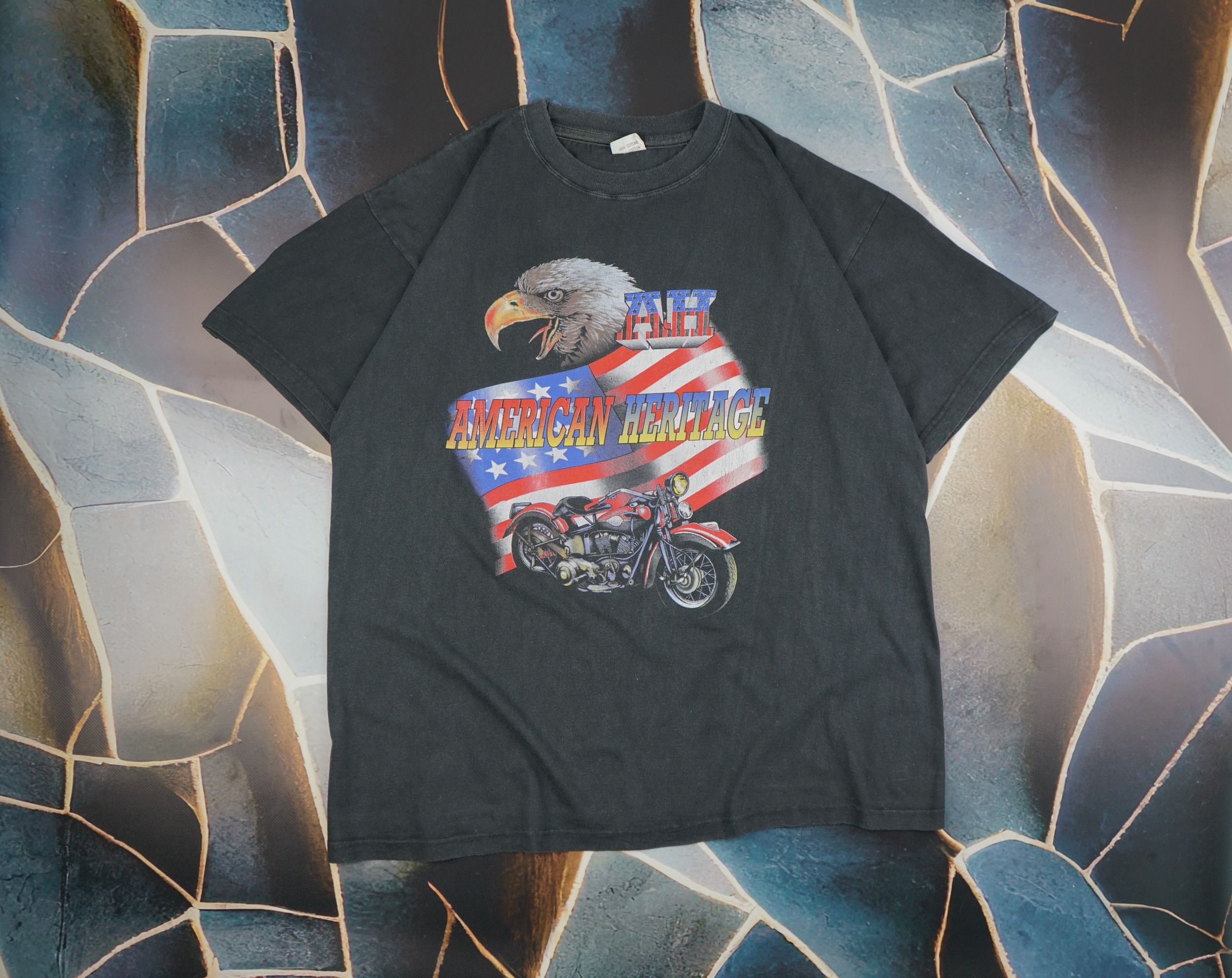 Harley Davidson × Vintage Vintage 90s American Heritage Motorcycle Eagle T-Shirt Size US L / EU 52-54 / 3 - 1 Thumbnail