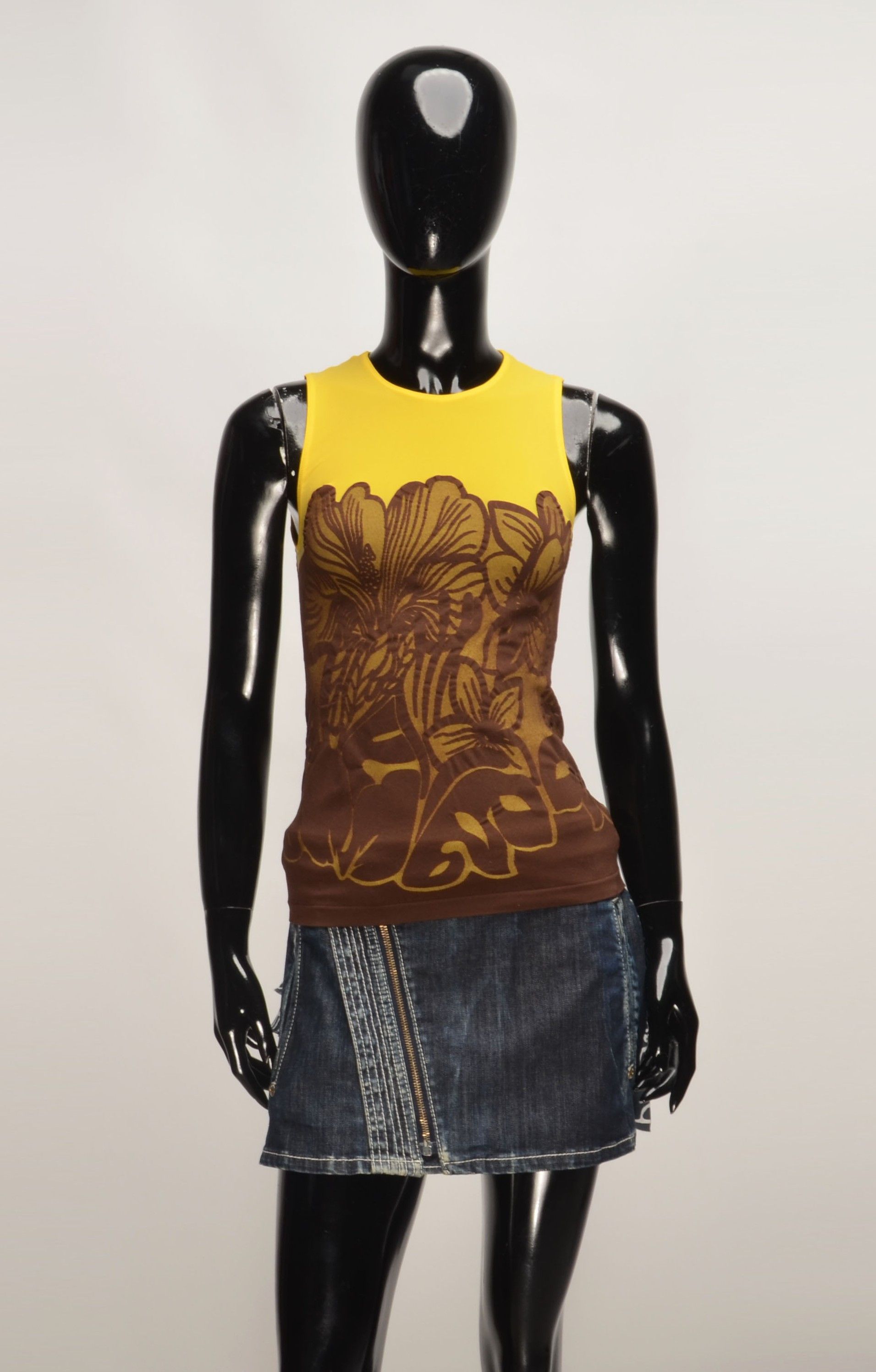 Wolford Wolford Floral Glam Yellow Sleeveless Stretch Top Size S / US 4 / IT 40 - 1 Thumbnail