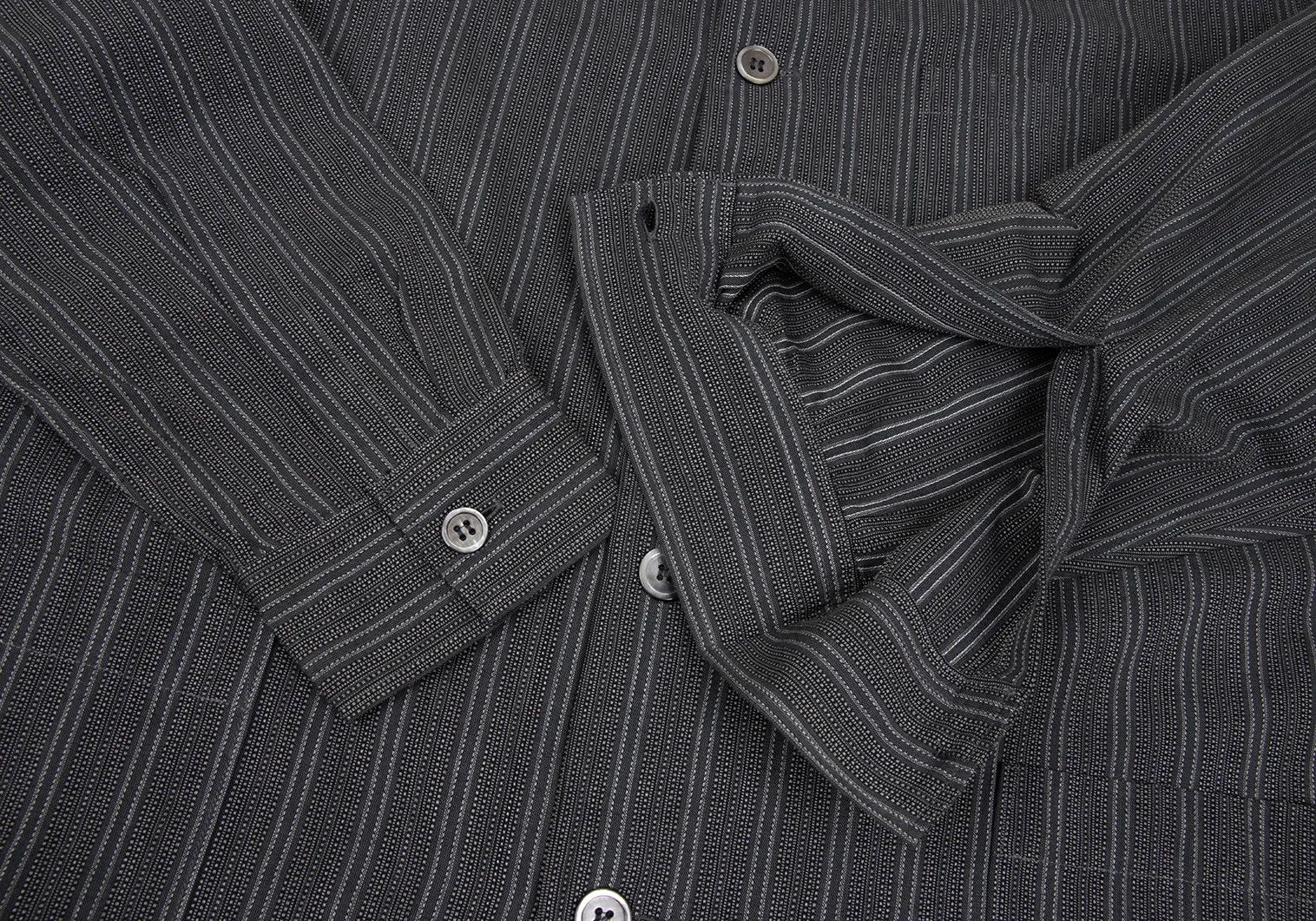 Jean Paul Gaultier Gray Stripe Patch Pocket Long Sleeve Open Collar Shirt M Size US M / EU 48-50 / 2 - 7 Thumbnail