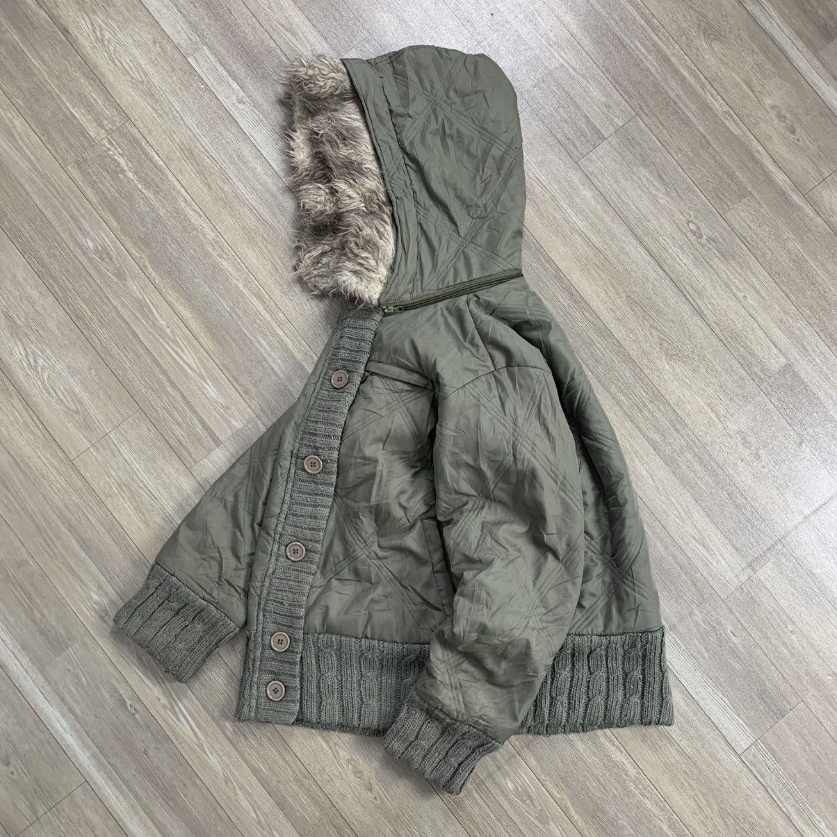 2000’s JKG Puffer Fur Army Green LGB GOA Style Jacket