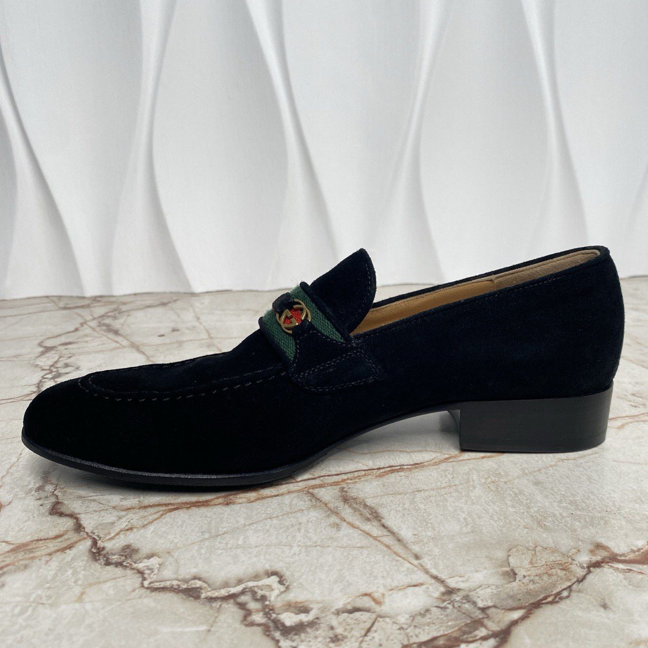 Gucci Horsebit Web Vintage Loafers Black Suede Size US 7.5 / IT 37.5 - 6 Thumbnail