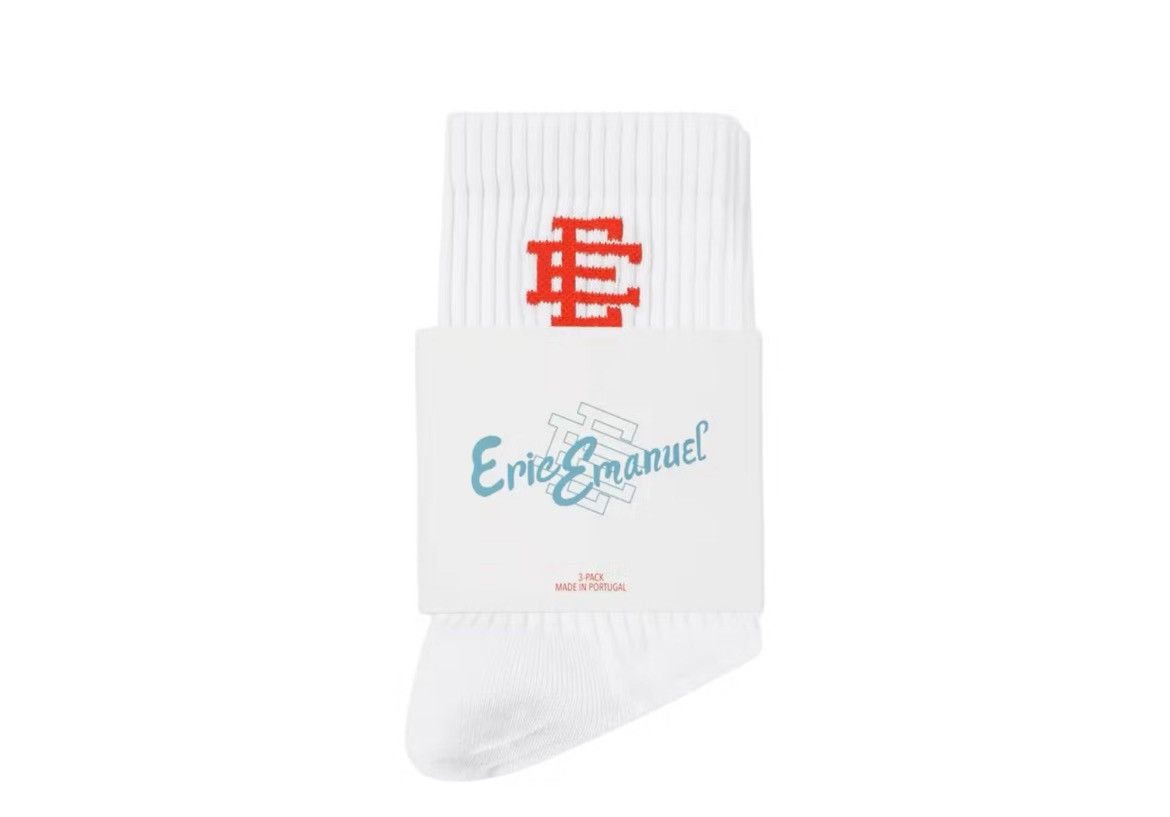 Eric Emanuel Eric Emanuel white w red EE crew socks 3-pack Size ONE SIZE - 1 Thumbnail