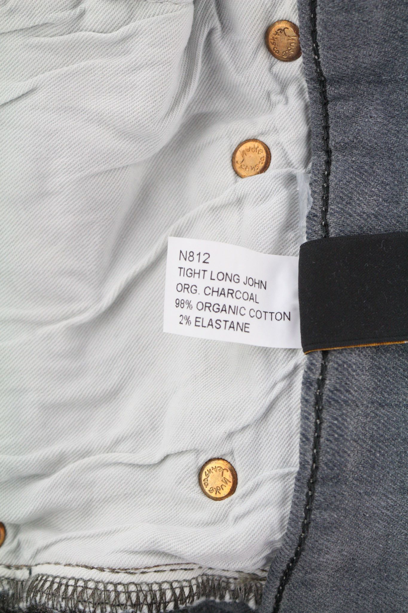 Nudie Jeans TIGHT LONG JOHN W32/L34 Organic Charcoal Leg Zip 80714 Size US 32 / EU 48 - 7 Thumbnail
