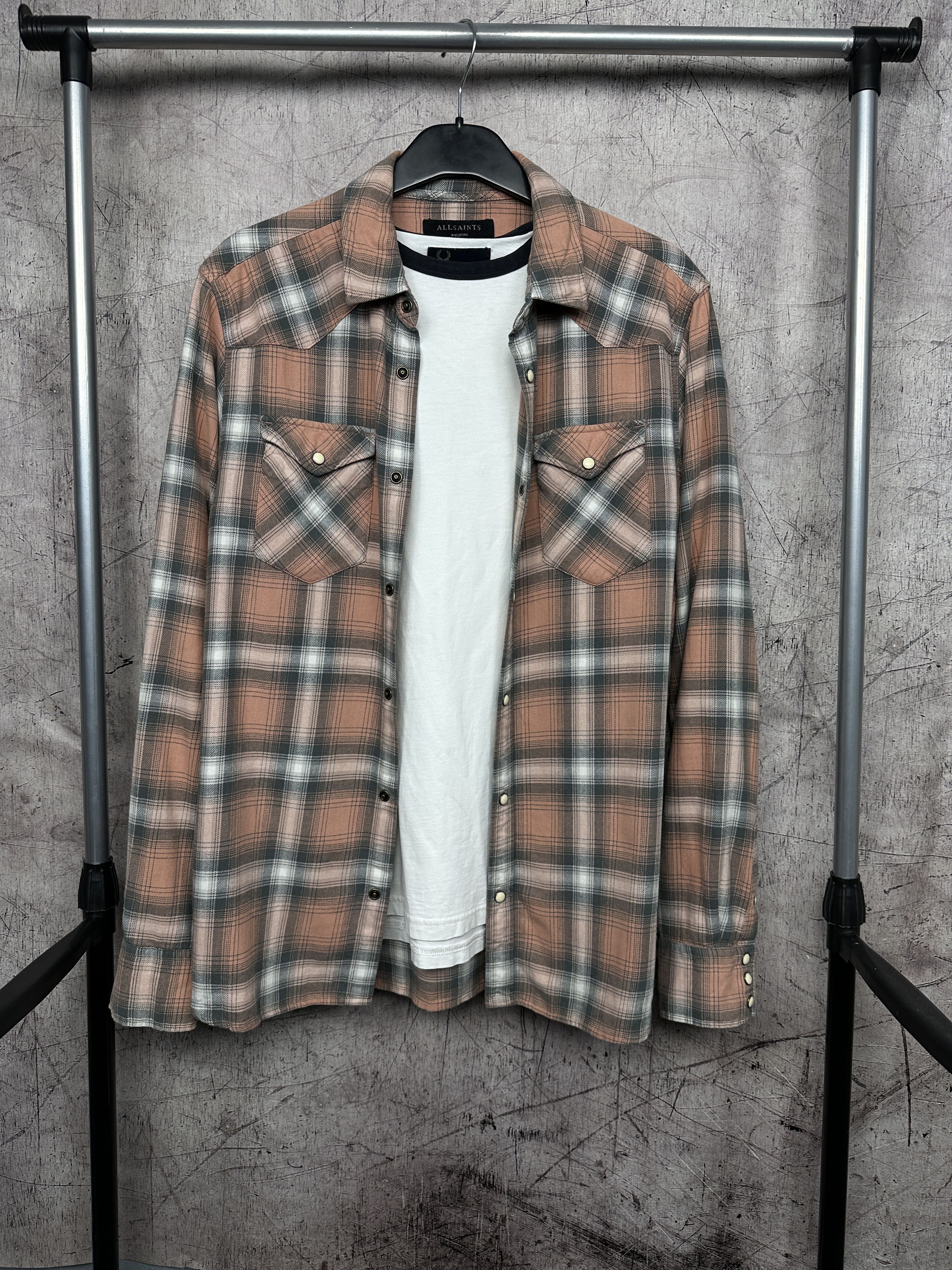 Allsaints Allsaints Mens Wyoming Flannel Plaid Shirt Size US M / EU 48-50 / 2 - 1 Thumbnail