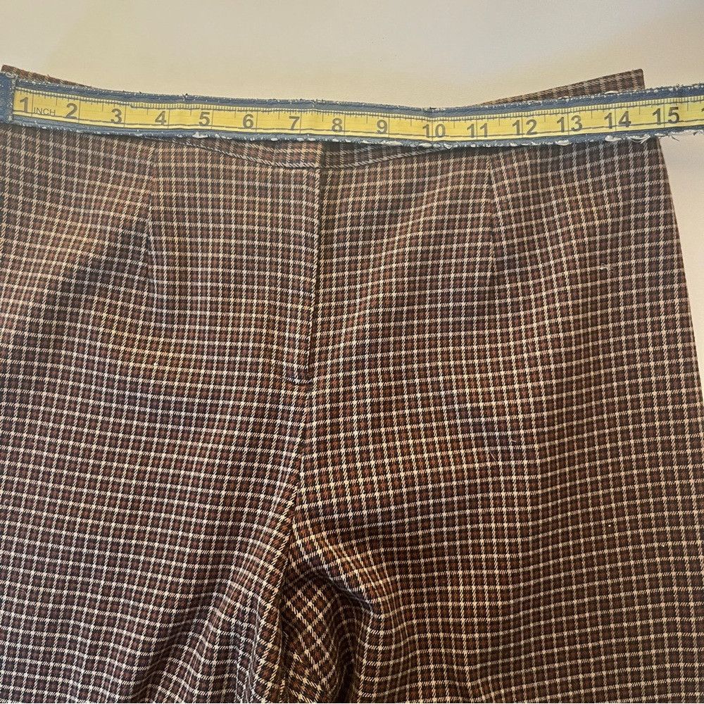 Designer Vintage Women's Plaid Relaxed Fit Pants Brown Medium 10 Size 30" / US 8 / IT 44 - 6 Thumbnail