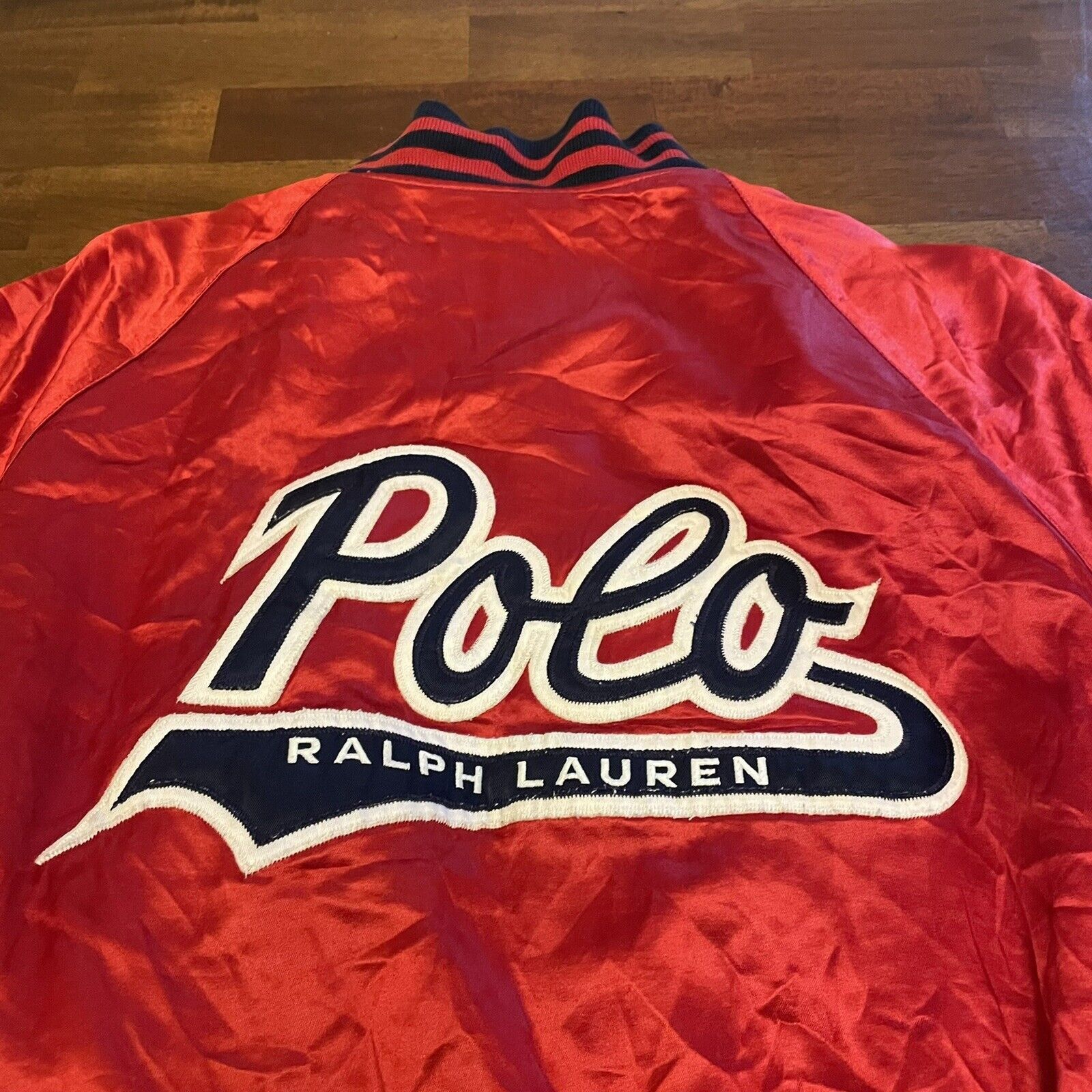 Polo Ralph Lauren Vintage Polo Ralph Lauren Script Satin Varsity Jacket XL Size US XL / EU 56 / 4 - 7 Thumbnail