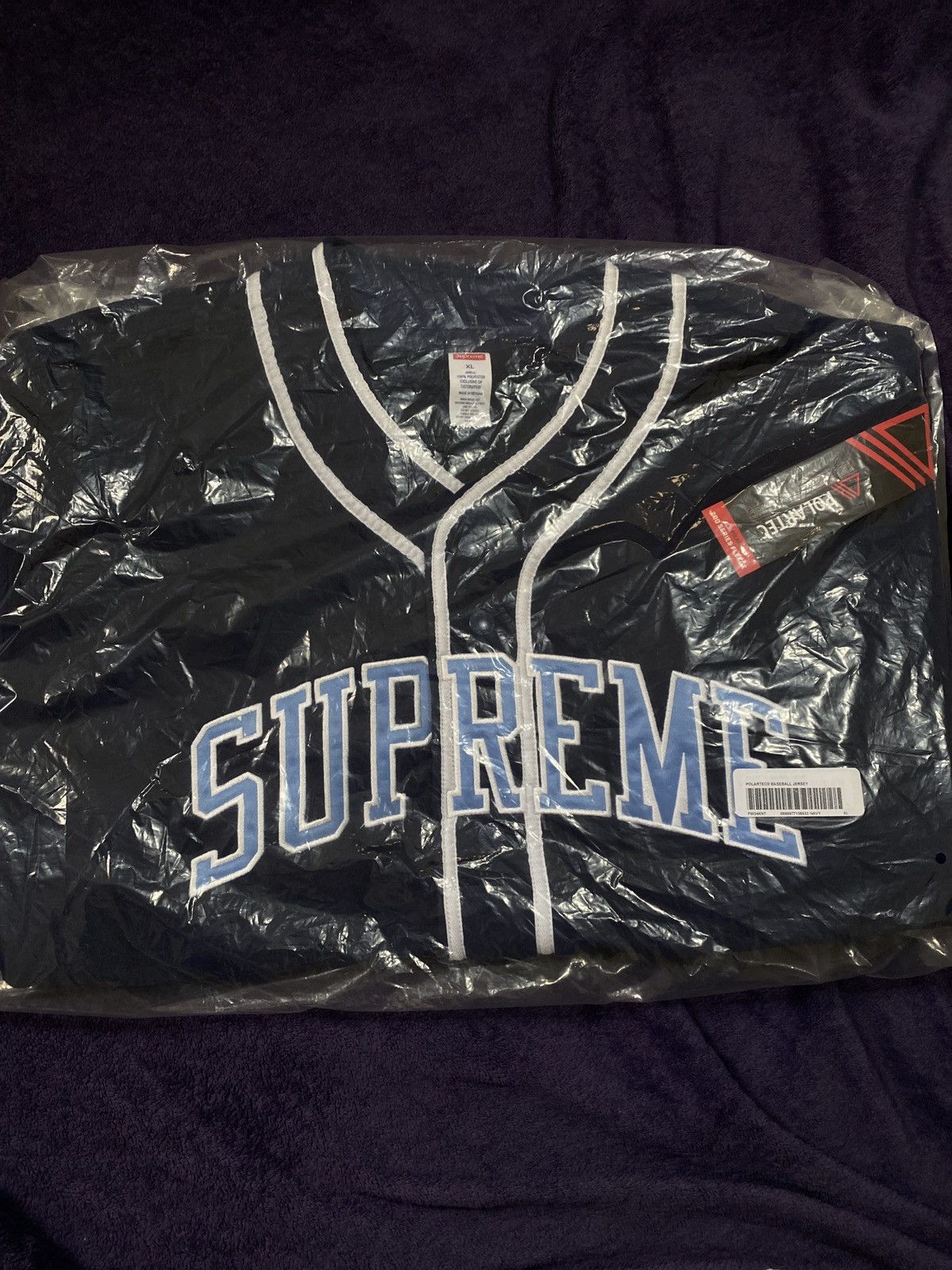 Supreme Supreme Polartec Baseball Jersey Navy Size US XL / EU 56 / 4 - 3 Thumbnail