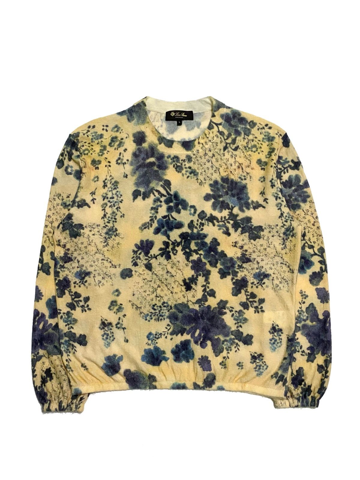 Loro Piana LORO PIANA BLUE EYES FLORAL CASHMERE SILK SWEATERS Size L / US 10 / IT 46 - 1 Thumbnail