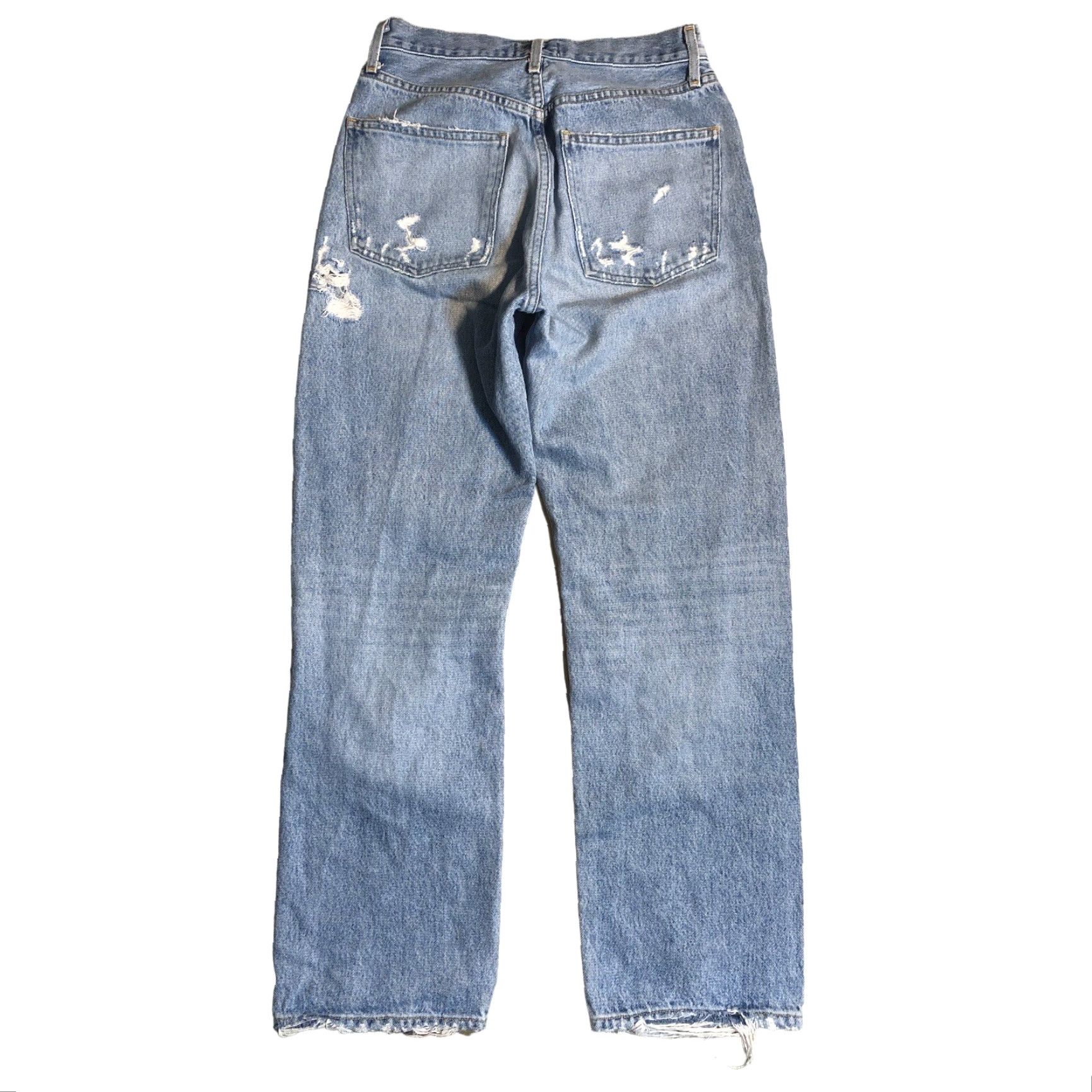 Agolde AGOLDE Jeans Womens 26x27 Distressed Straight Button Fly 90s Blue Denim Loose Relaxed Clean 5-Pocket Womens Jeans Size 26" / US 2 / IT 38 - 2 Thumbnail