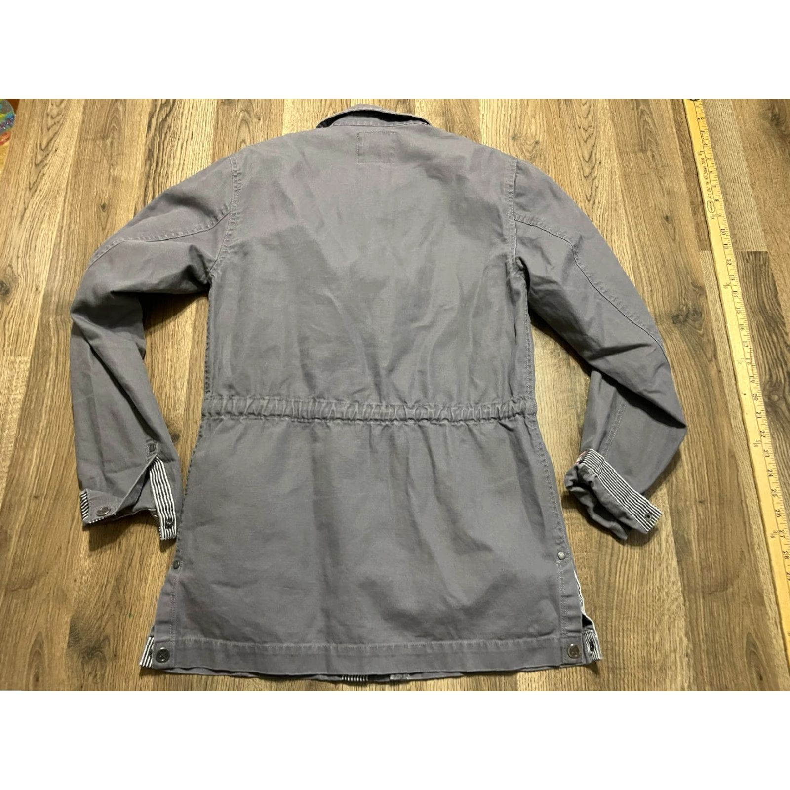 Vintage LakeGirl Jacket Women's Size Small Gray Full Zip Front Pockets Cotton Military Jacket Regular Fit Casual Fall Spring Summer Size S / US 4 / IT 40 - 2 Thumbnail