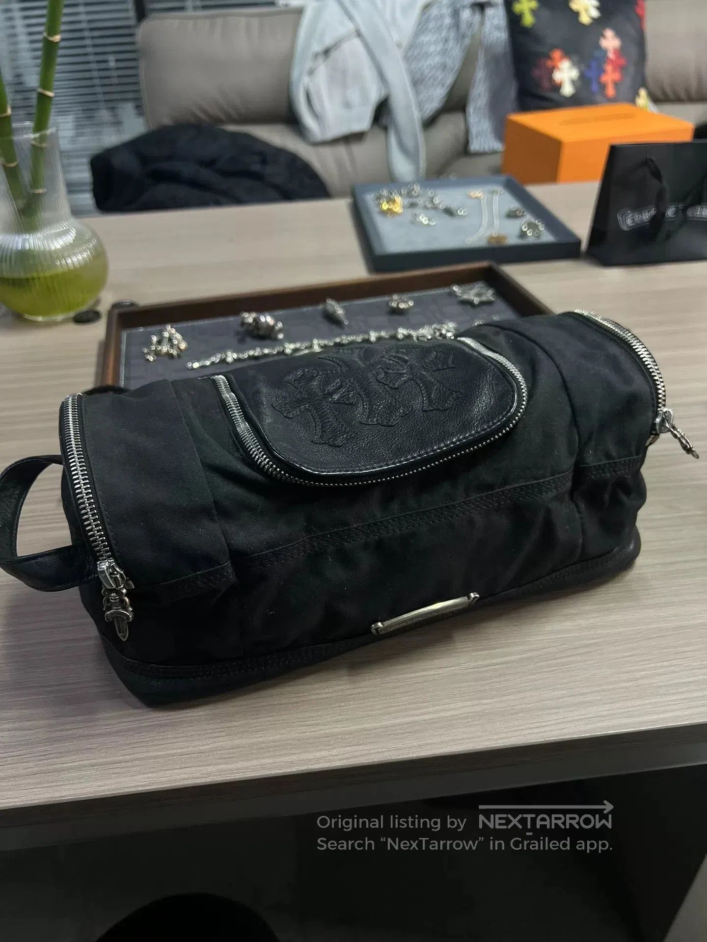 Chrome Hearts Chrome Hearts Black Leather Wash Bag. Size ONE SIZE - 1 Thumbnail