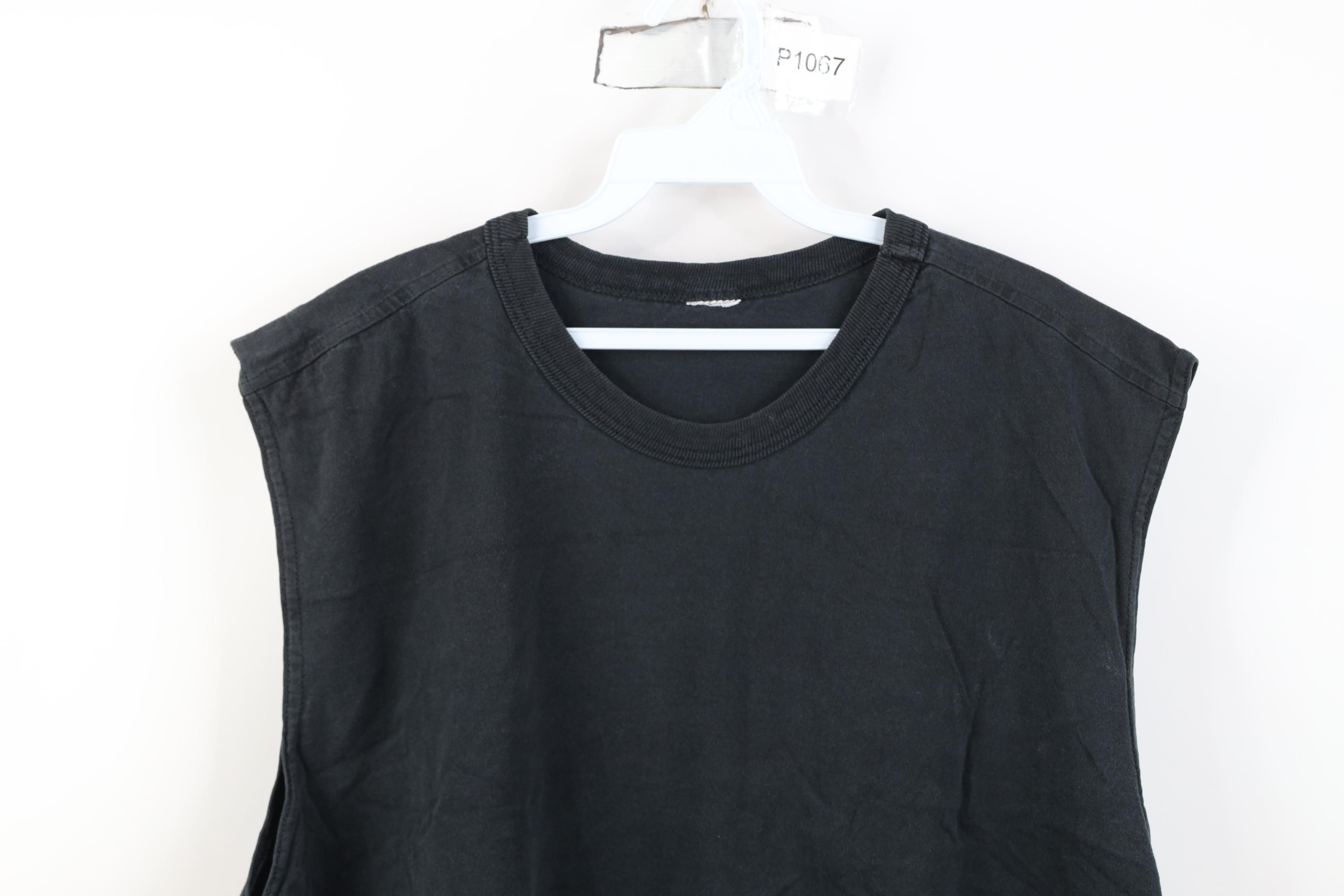 Vintage Vintage 90s Streetwear Blank Sleeveless Muscle T-Shirt Black Size US XL / EU 56 / 4 - 2 Thumbnail