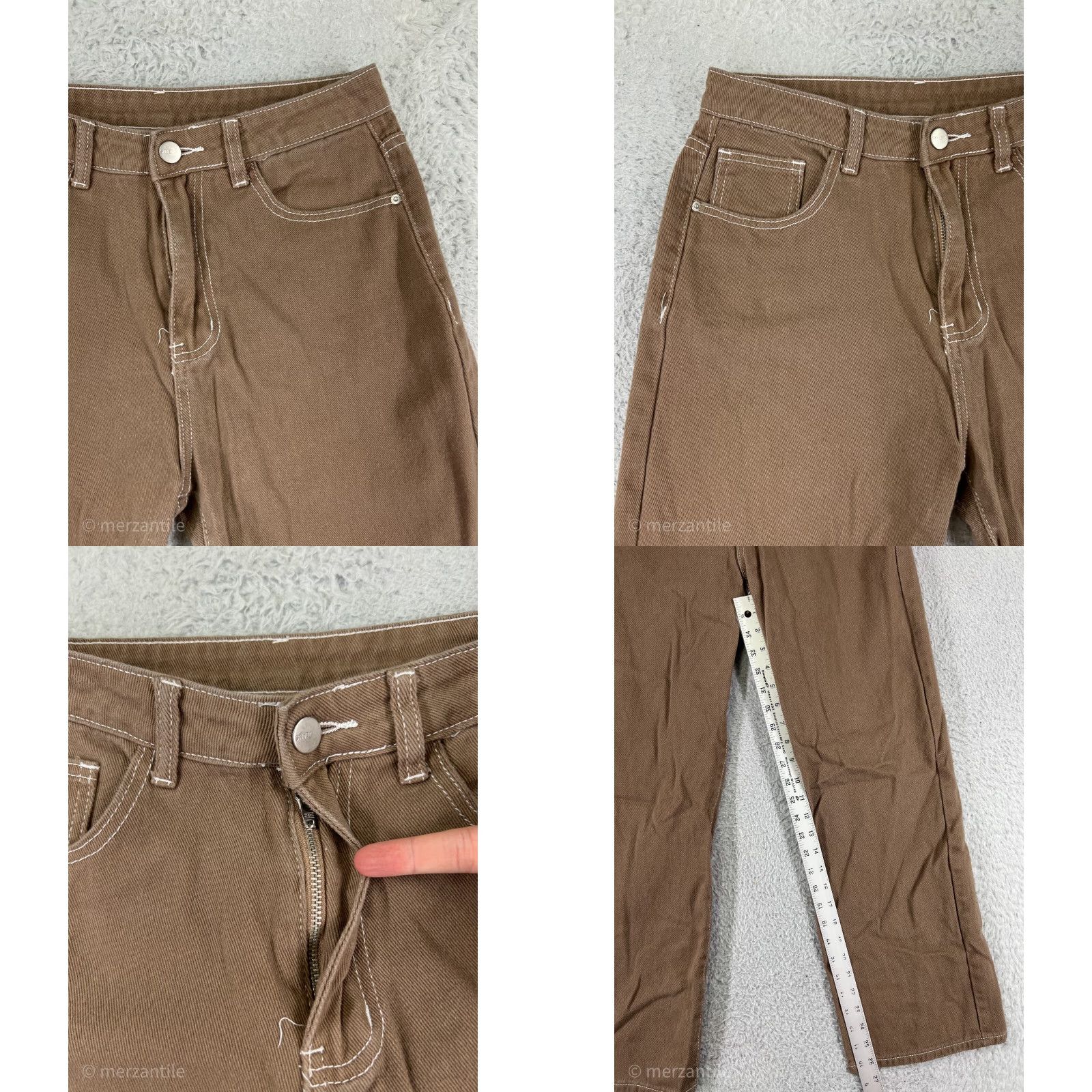 Shein SheIn Denim Jeans Straight Leg Pants Womens Medium Brown 5-Pocket Regular High Rise Cotton Stretch Jeans Size 32" / US 10 / IT 46 - 8 Thumbnail