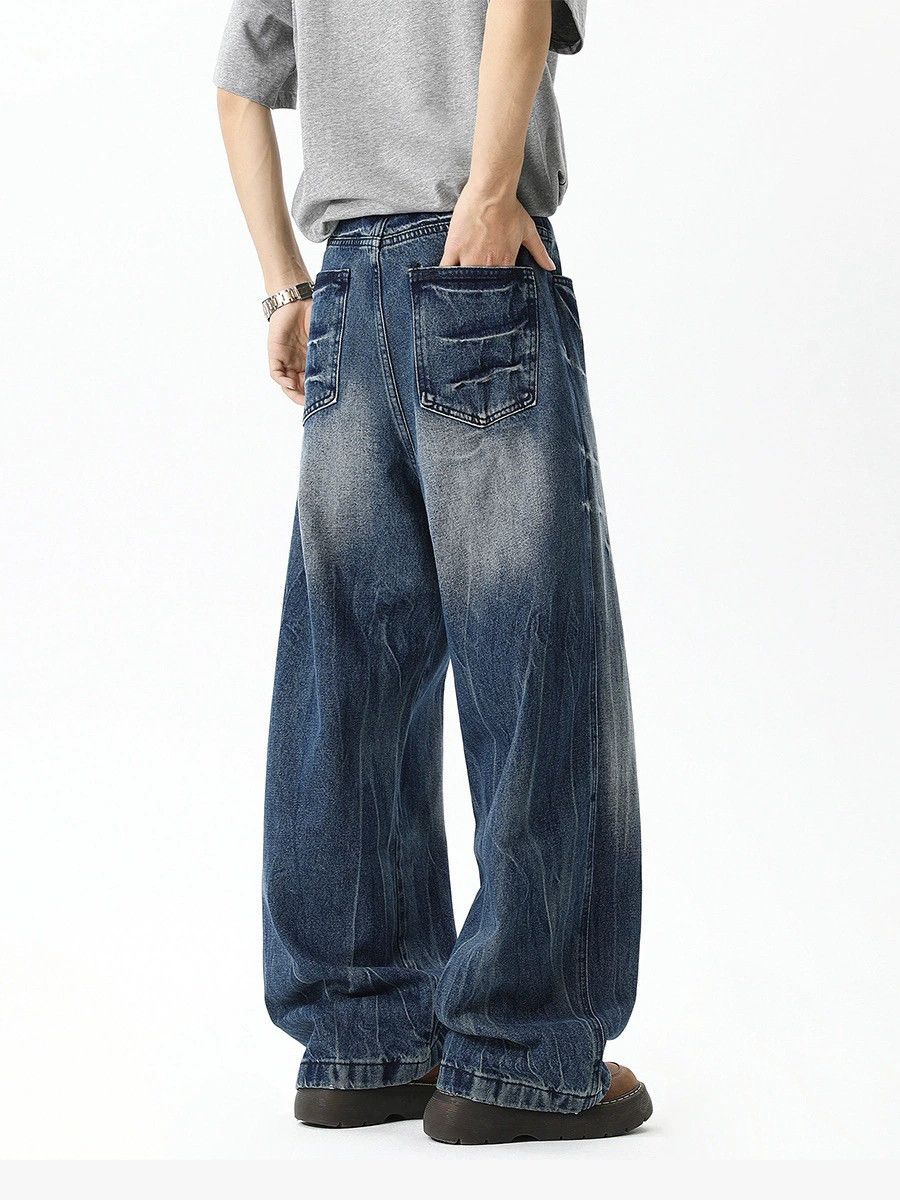 Vintage Men's trendy straight wide-leg lightning pattern jeans Size US 32 / EU 48 - 4 Thumbnail