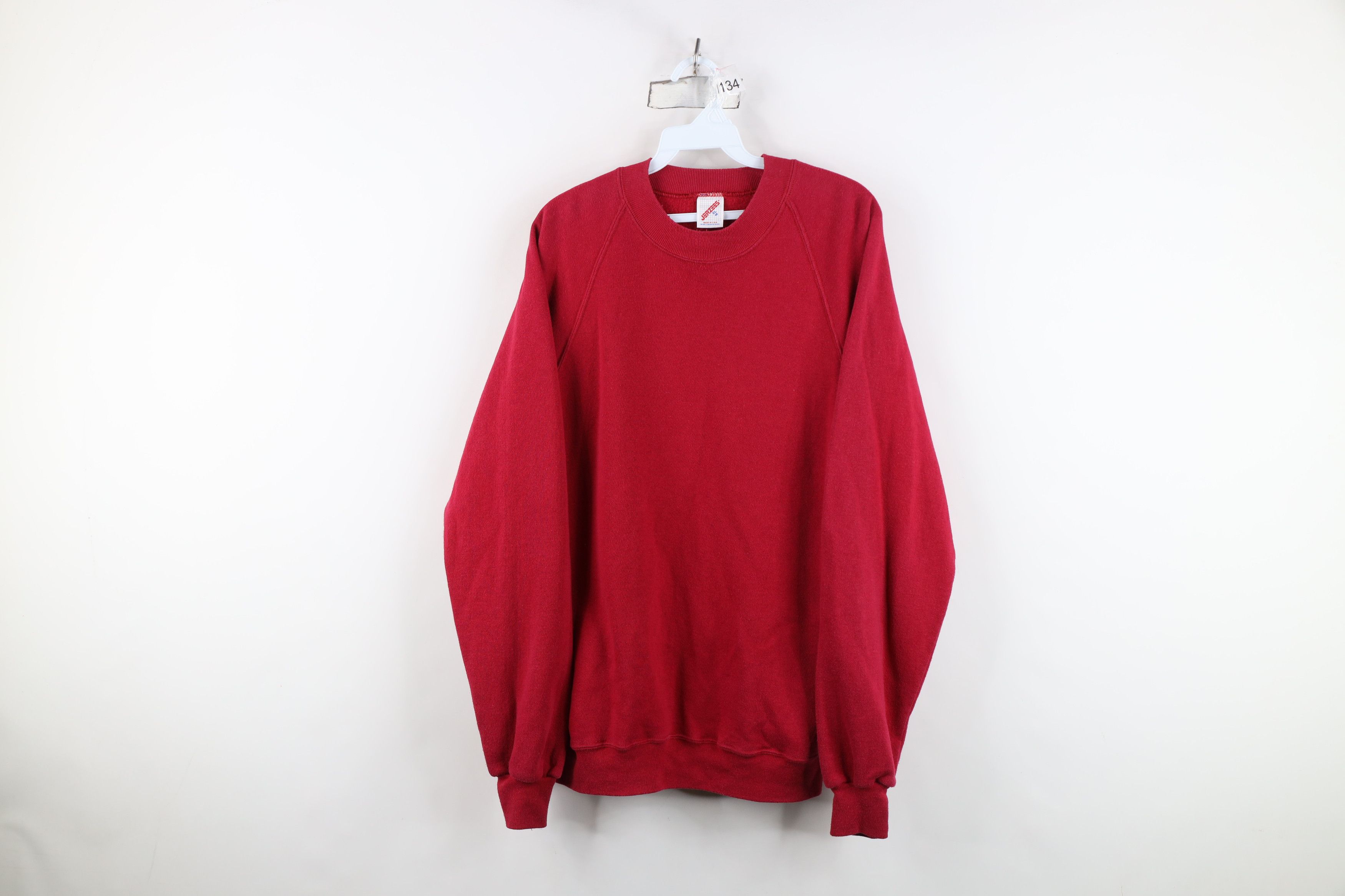 Vintage Vintage 80s Streetwear Blank Crewneck Sweatshirt Red USA Size US XL / EU 56 / 4 - 1 Thumbnail