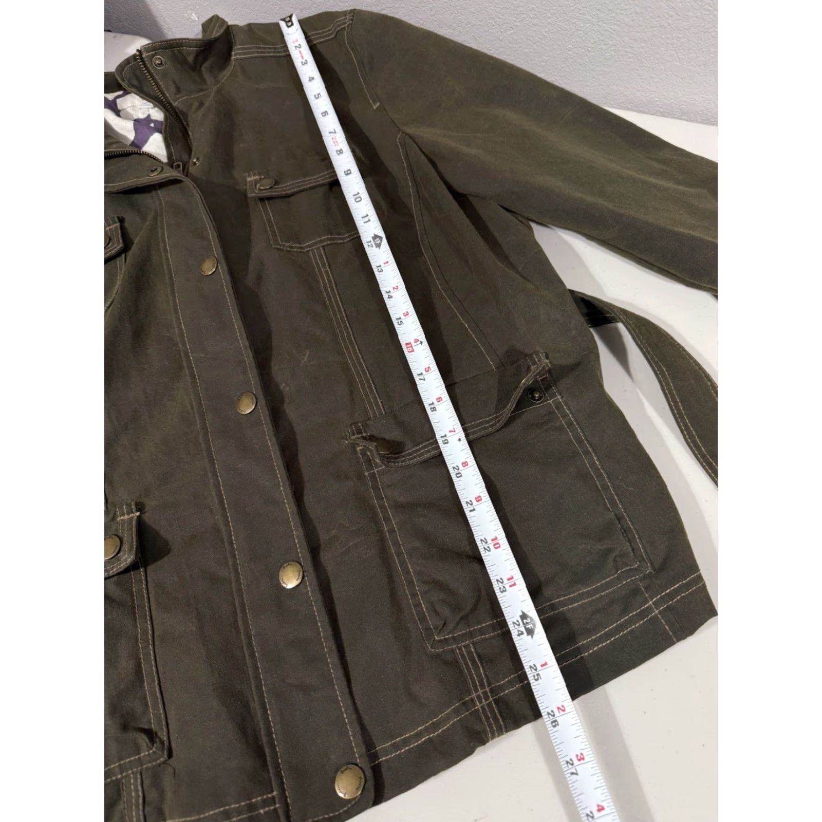 Boden Boden Brown Wax Cotton Jacket Belted Zip & Snap Close Chore Coat Women Sz 18 Size XXL / US 16-18 / IT 52-54 - 2 Thumbnail