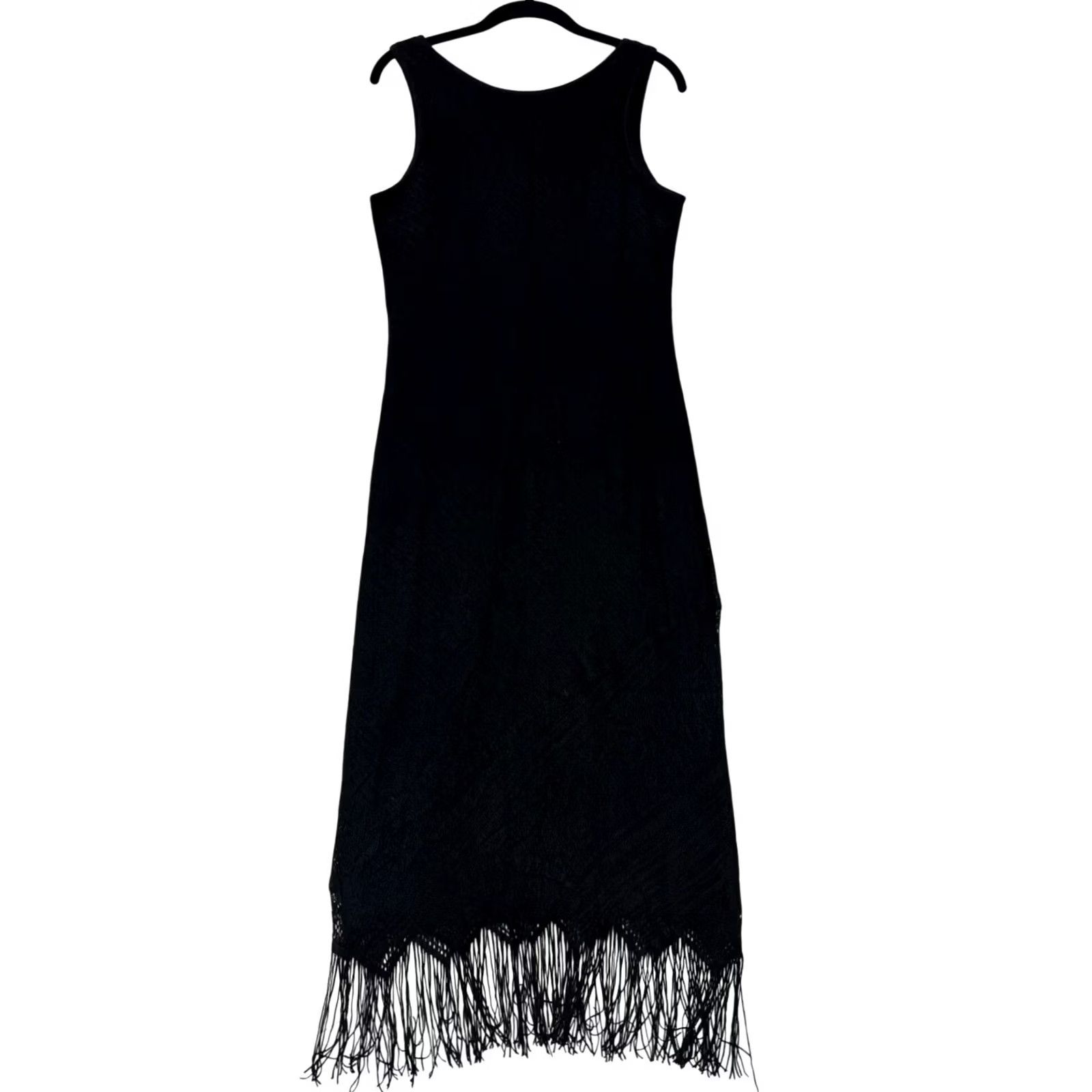 Vintage Vintage Harlow Petite Dress 80s/90s - Black Fringe 14P #6403 Size XL / US 12-14 / IT 48-50 - 2 Thumbnail