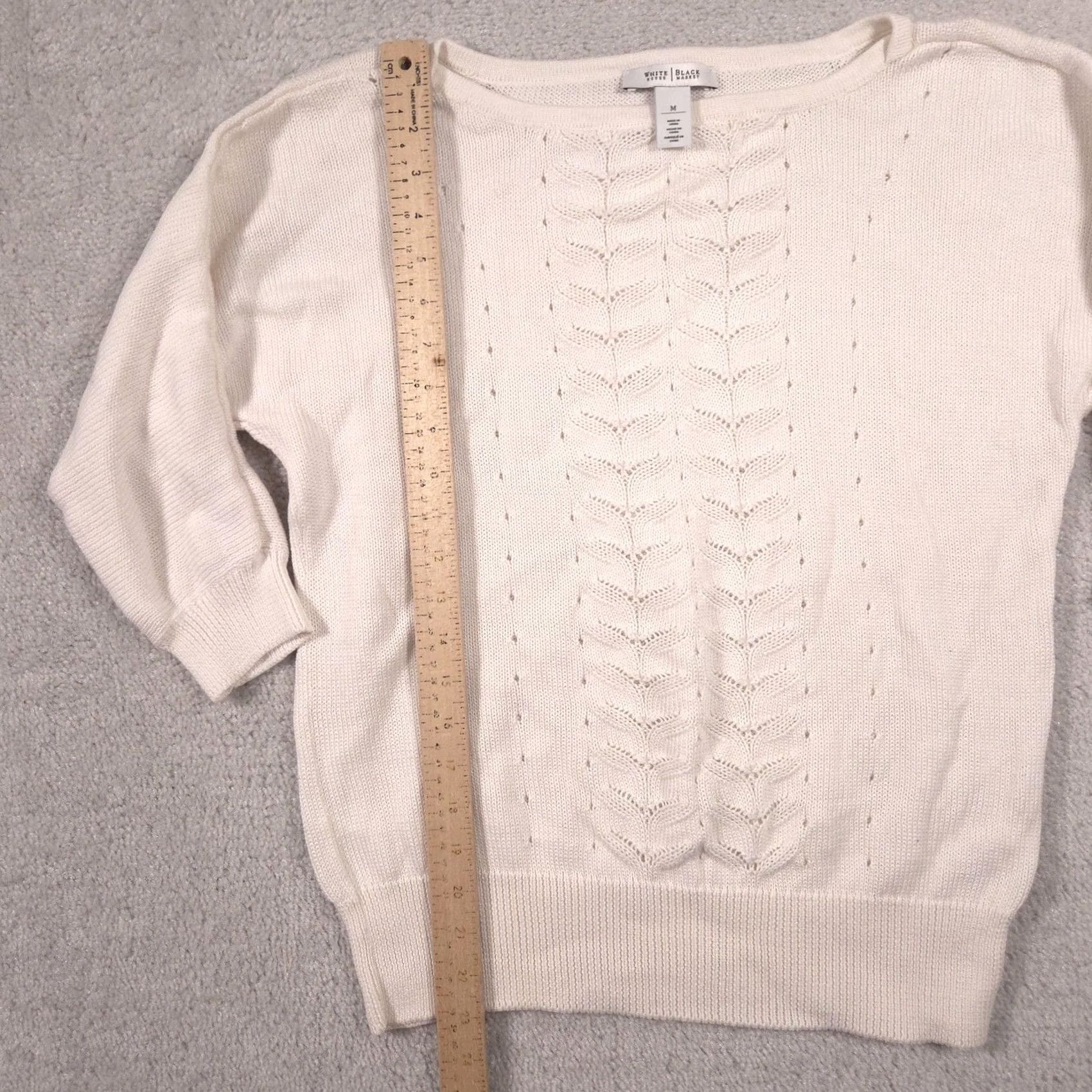 White House Black Market White House Black Market Sweater Womens Medium White Boat Neck 3/4 Sleeve Knit Size M / US 6-8 / IT 42-44 - 6 Thumbnail