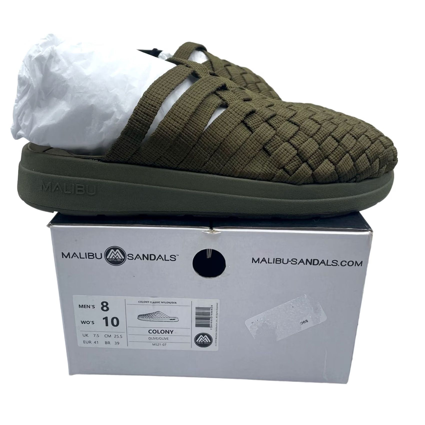 Malibu Sandals Colony Classic Nylon Eva Olive Green Slip On Mens 8 Womens 10 Malibu Sandals Colony Classic Nylon Eva Green Slip On 8 main image 4