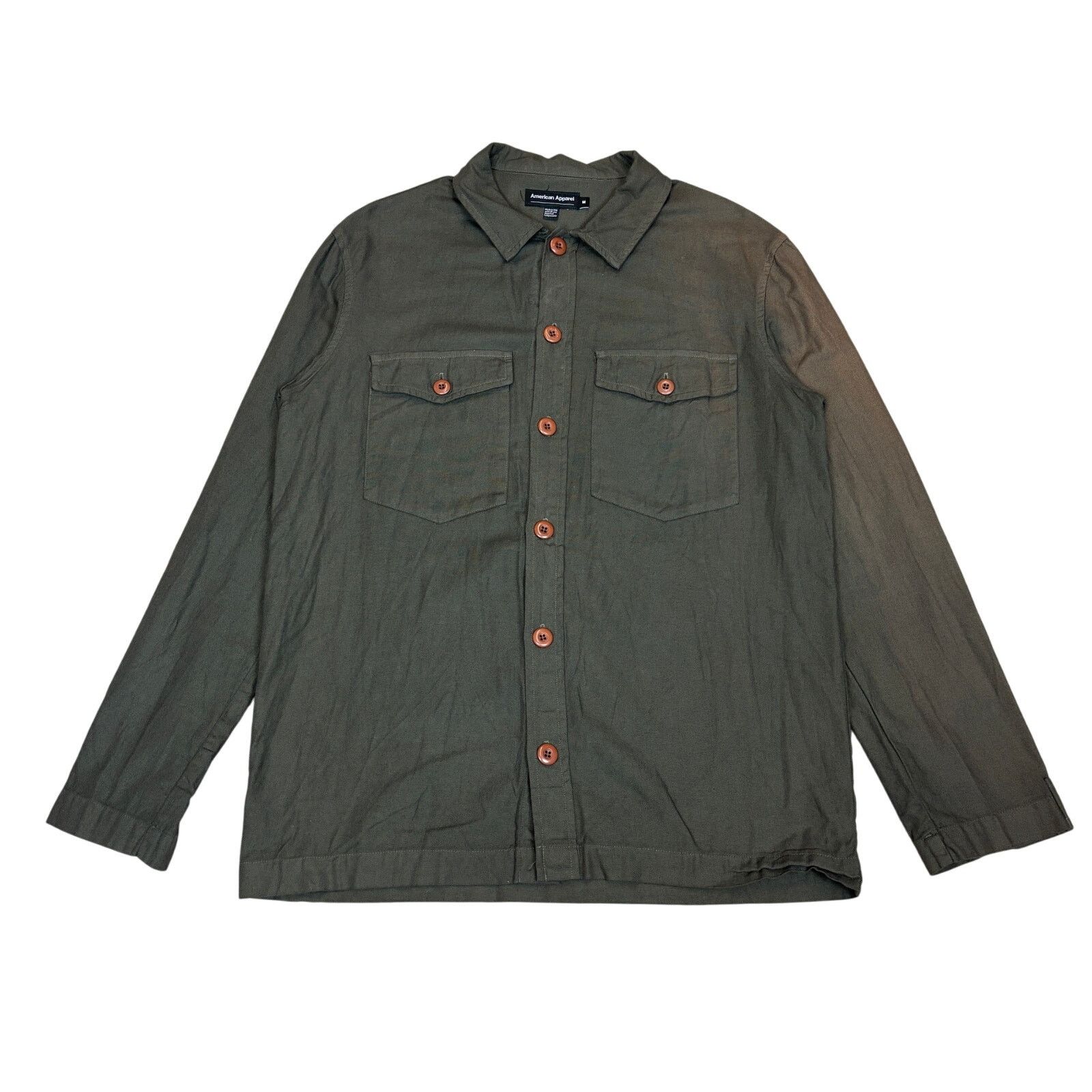 American Apparel Vintage American Apparel Army Green Button Up Shirt M Size US M / EU 48-50 / 2 - 1 Thumbnail