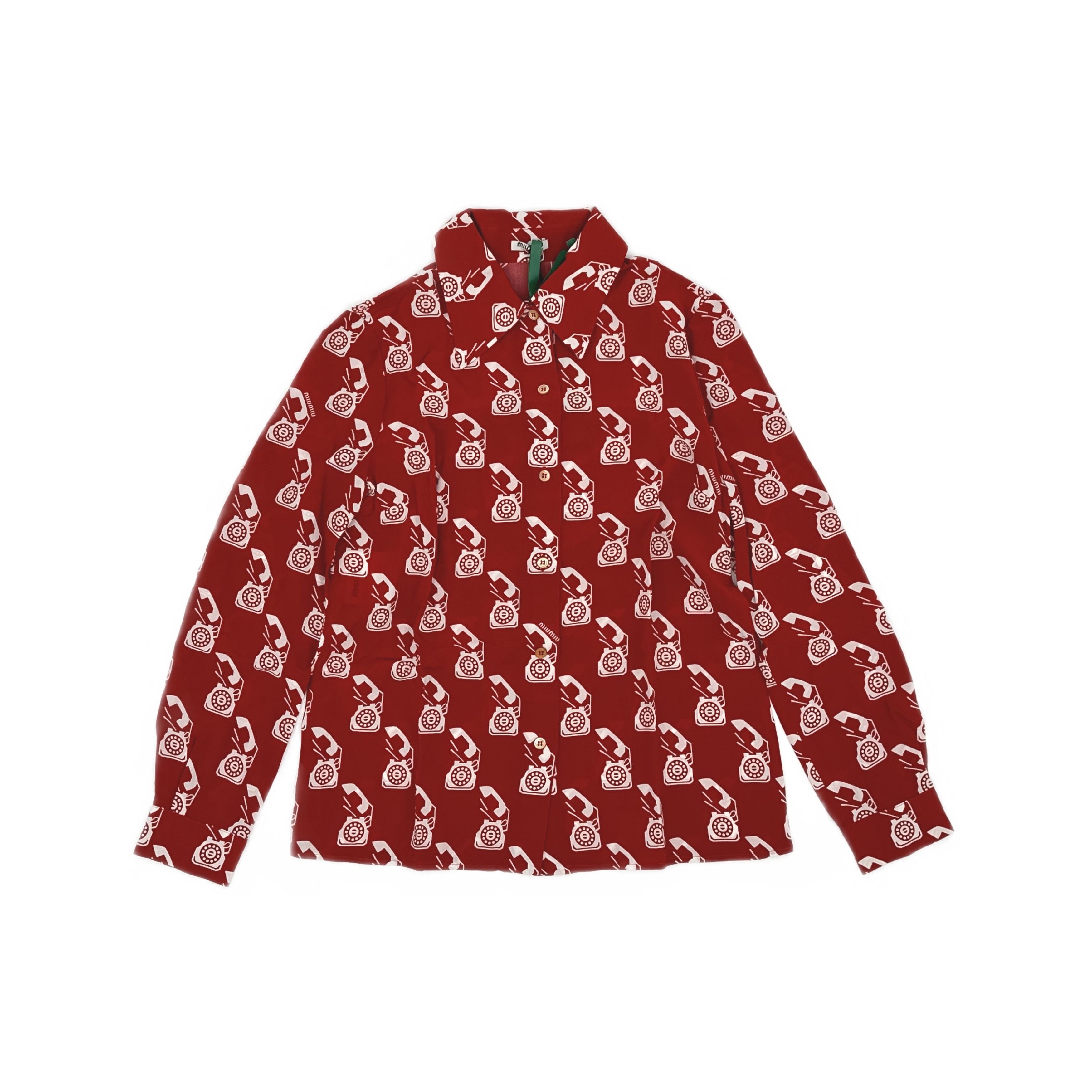 Miu Miu Miu Miu Telephone Print Button Up Shirt Size 38 Size XS / US 0-2 / IT 36-38 - 1 Thumbnail