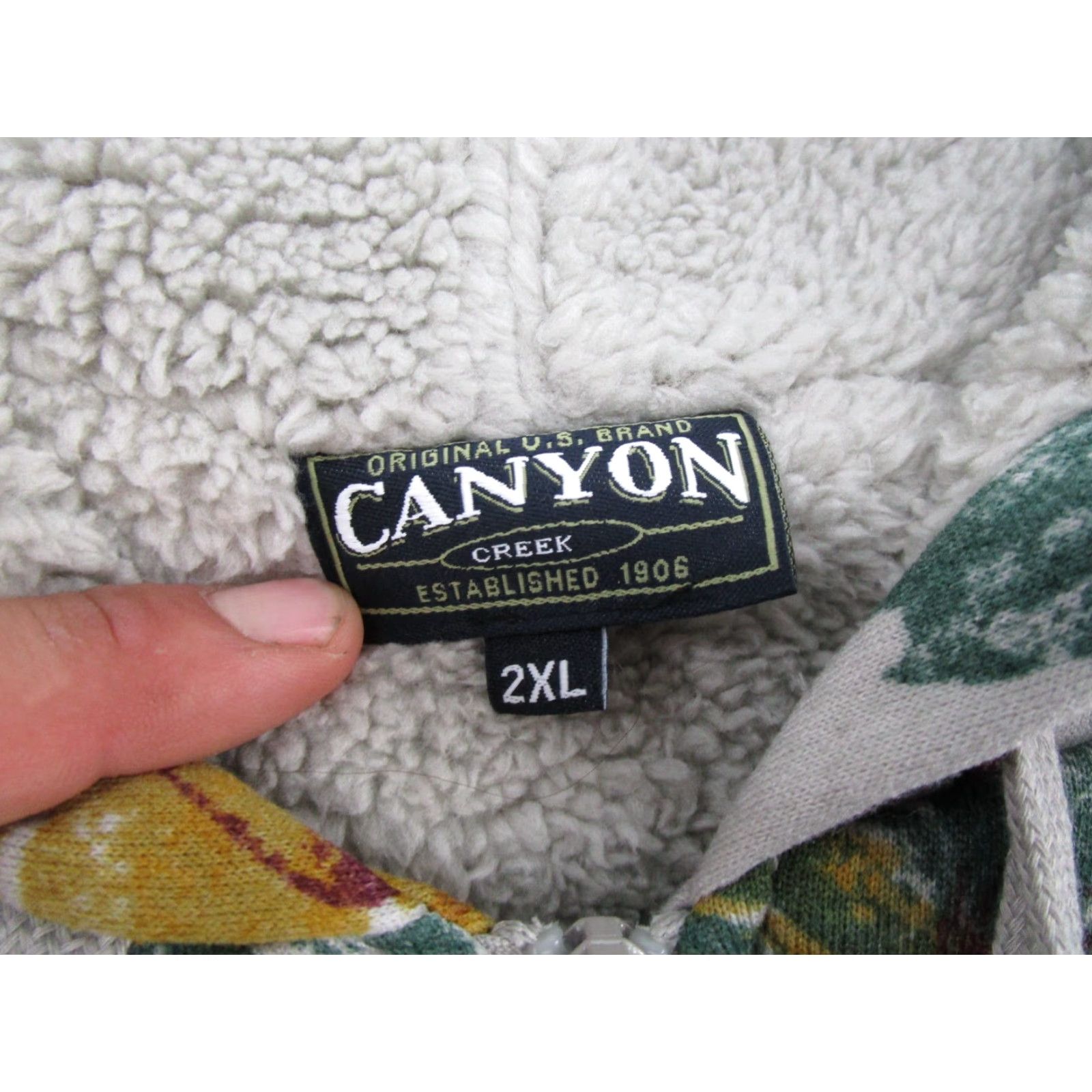Vintage Canyon Creek Sherpa Lined Zip Up Hoodie AOP All Over Print 2XL Men Deer Elk Size US XXL / EU 58 / 5 - 2 Thumbnail