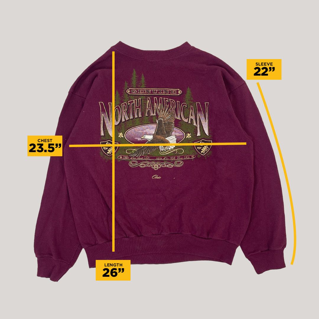 Tultex × Vintage Vintage 90s North American Bald Eagle Sweatshirt Size US L / EU 52-54 / 3 - 8 Thumbnail