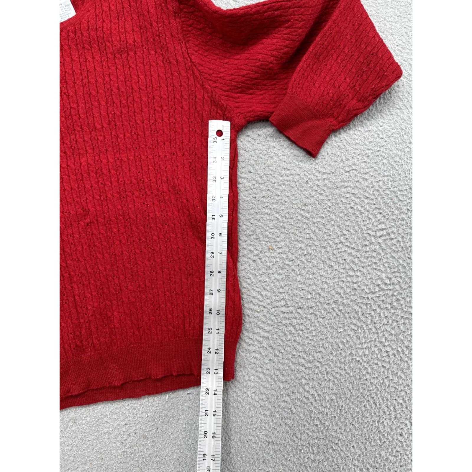 Liz Claiborne VINTAGE Liz Claiborne Women’s Red Merino Wool Blend Cable Knit Sweater Size M Size M / US 6-8 / IT 42-44 - 5 Thumbnail
