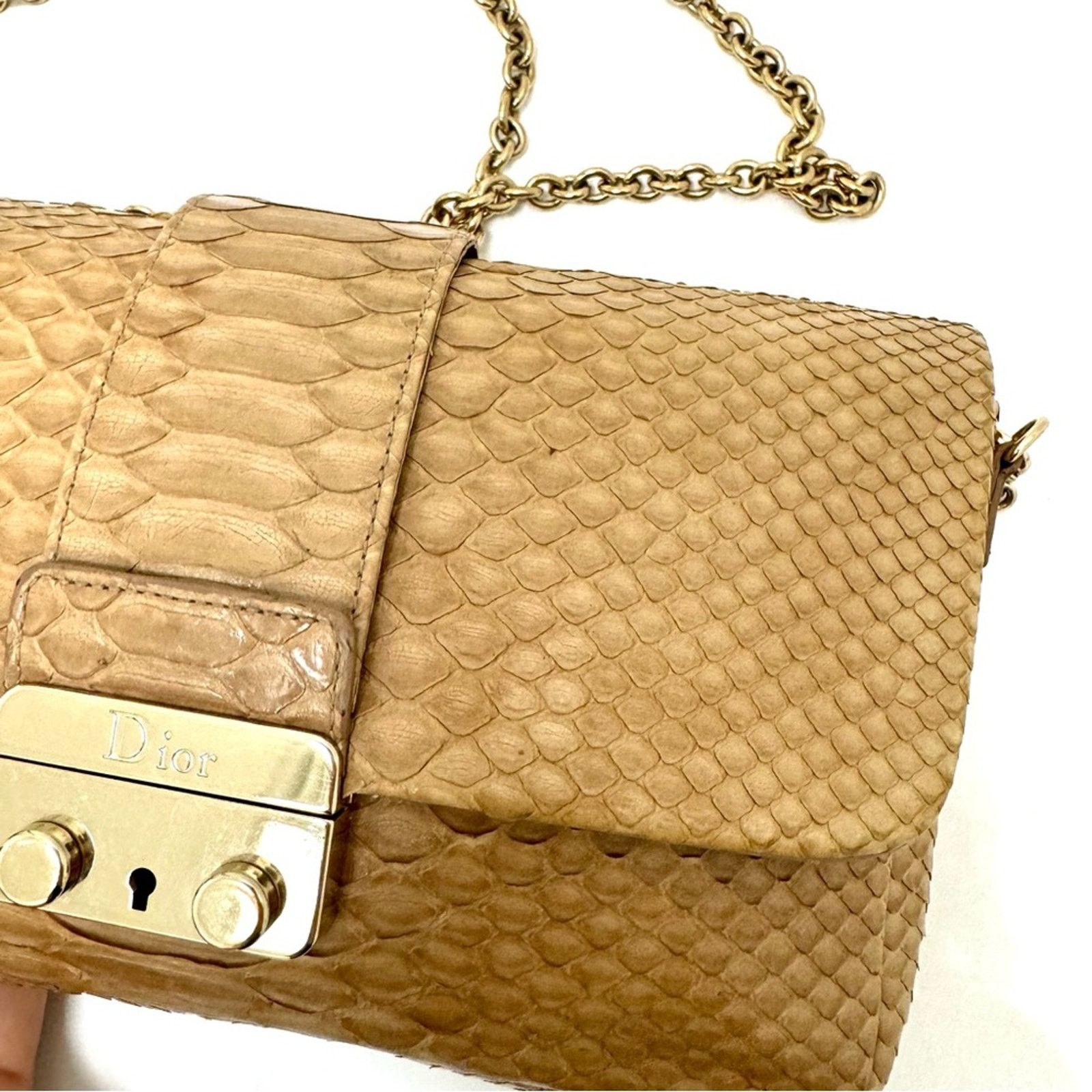 Dior Dior Nude Snakeskin New Lock Pouch Chain Clutch, Authentic Size ONE SIZE - 10 Thumbnail