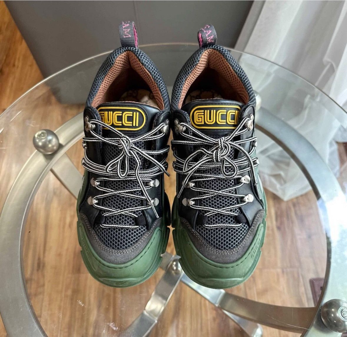 Gucci Flashtrek Low Green Black Designer Size 7.5 US Men’s