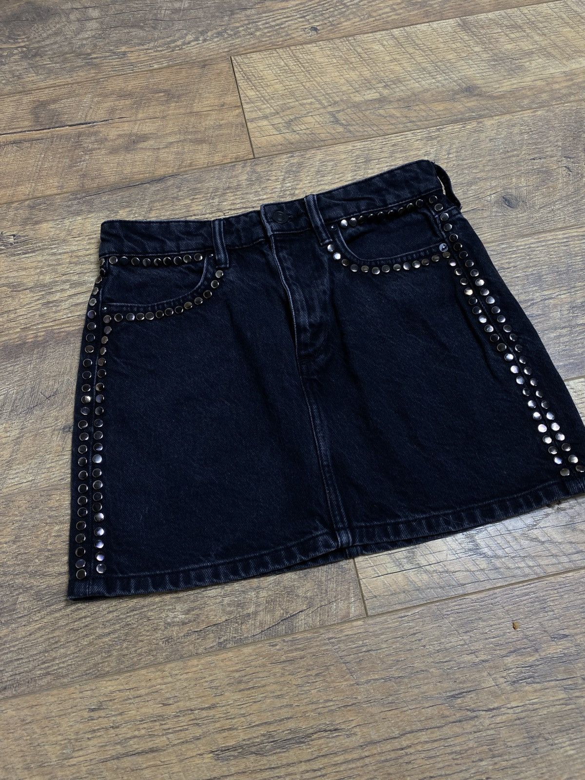 Allsaints AllSaints Winnie Studded Black Denim Mini Skirt Size 27" / US 4 / IT 40 - 3 Thumbnail