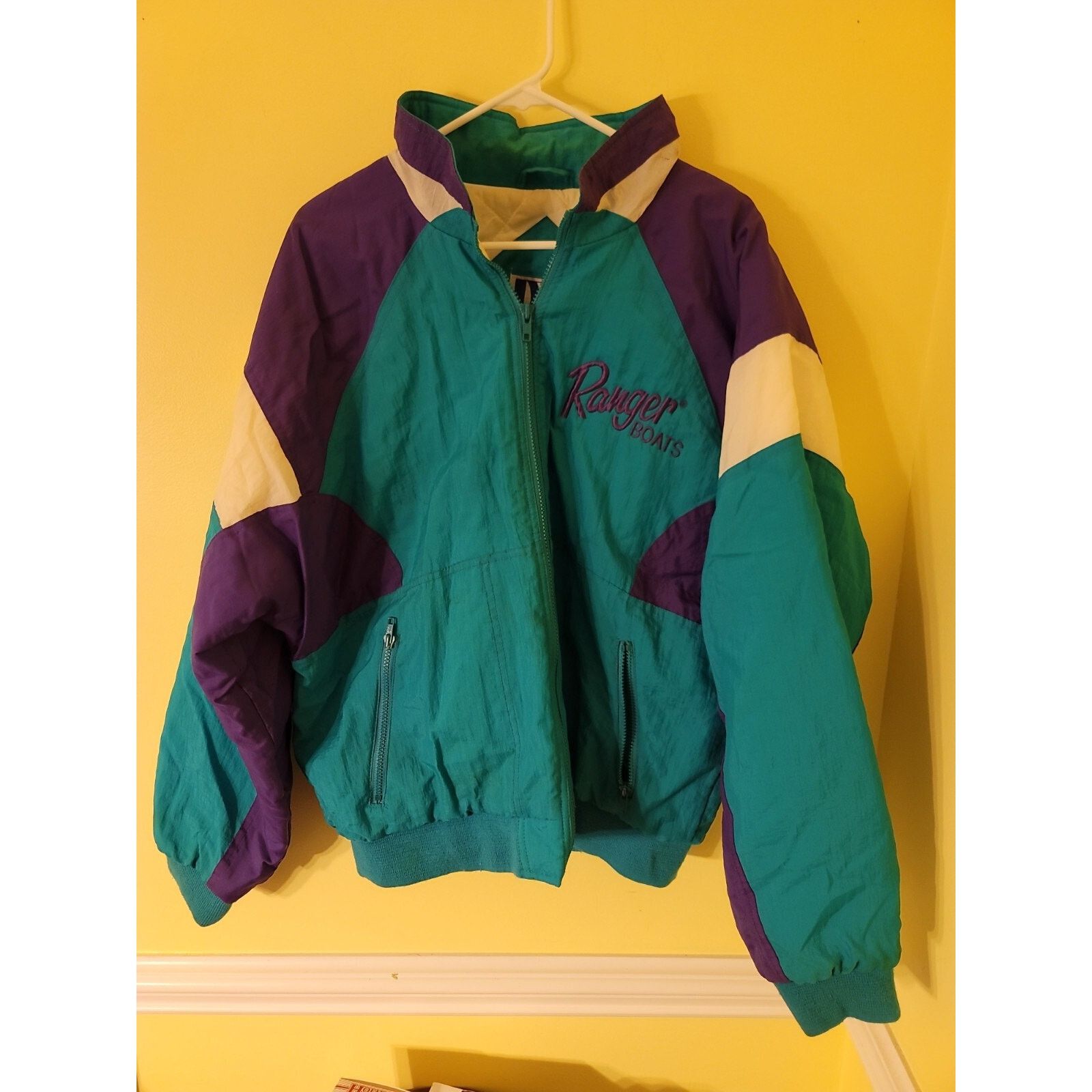 Vintage Vtg RANGER BOATS jacket turquoise purple Sz L Dunbrooke Size US L / EU 52-54 / 3 - 1 Thumbnail