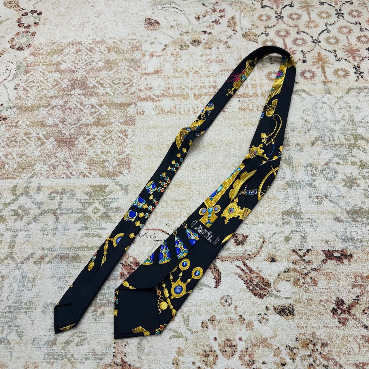 Hermes Luxury Hermes Tie Ties Hermes Paris Streetwear Black Rare Size ONE SIZE - 2 Thumbnail