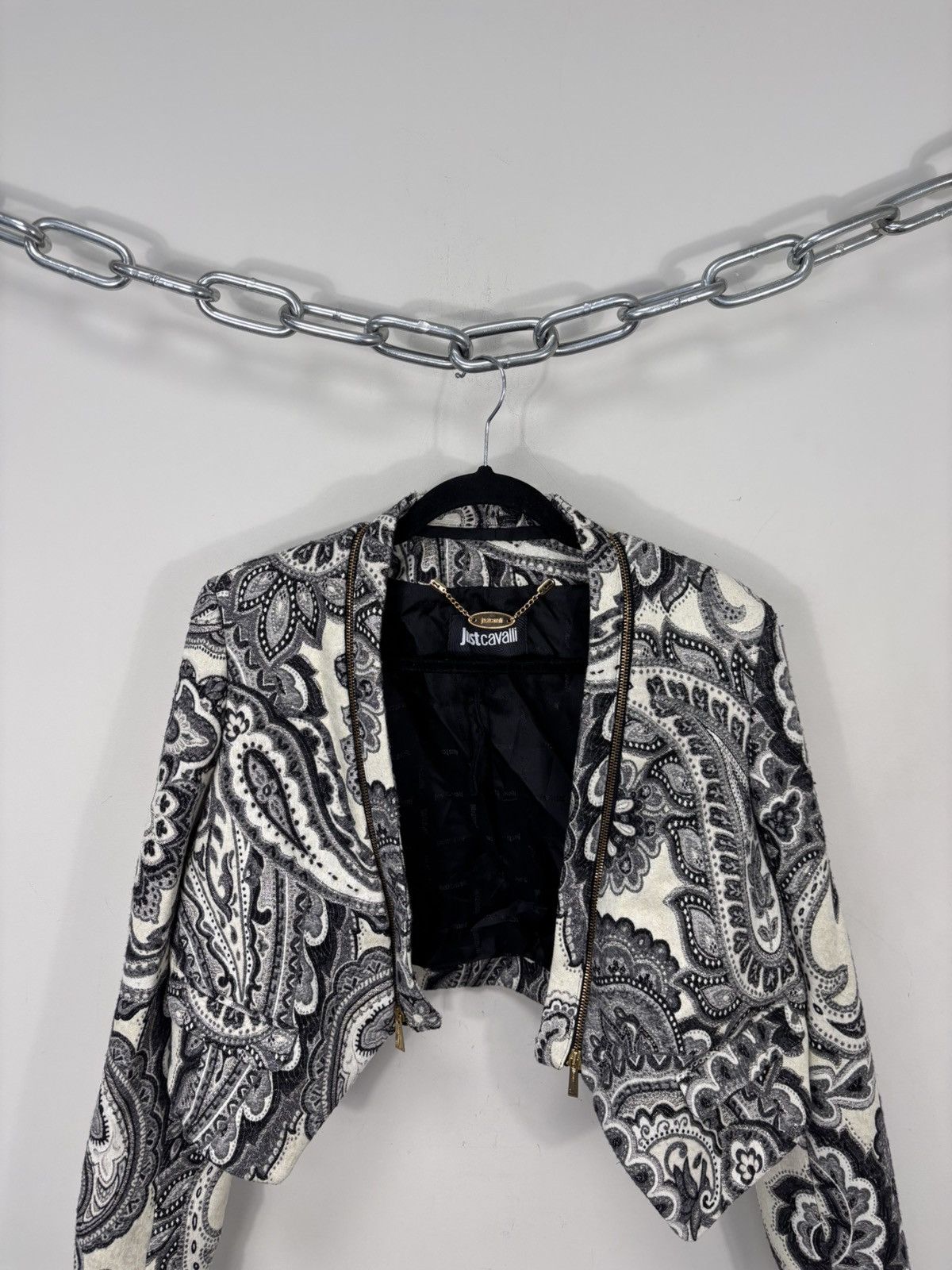 Just Cavalli Just Cavalli Women’s Baroque Print Wool Blend Jacket Size L / US 10 / IT 46 - 4 Thumbnail