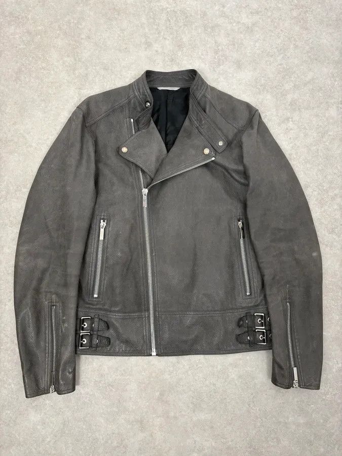 Dior 2010s Dior Grey Asymmetrical Leather Biker Jacket by Kris Van Assche Size US S / EU 44-46 / 1 - 1 Thumbnail