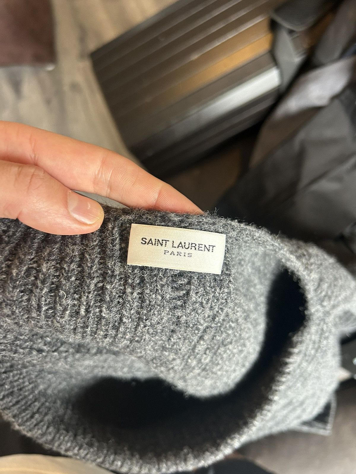 Saint Laurent Paris Saint Laurent Paris Boat Neck Chunky Knit Sweater Size US L / EU 52-54 / 3 - 13 Thumbnail
