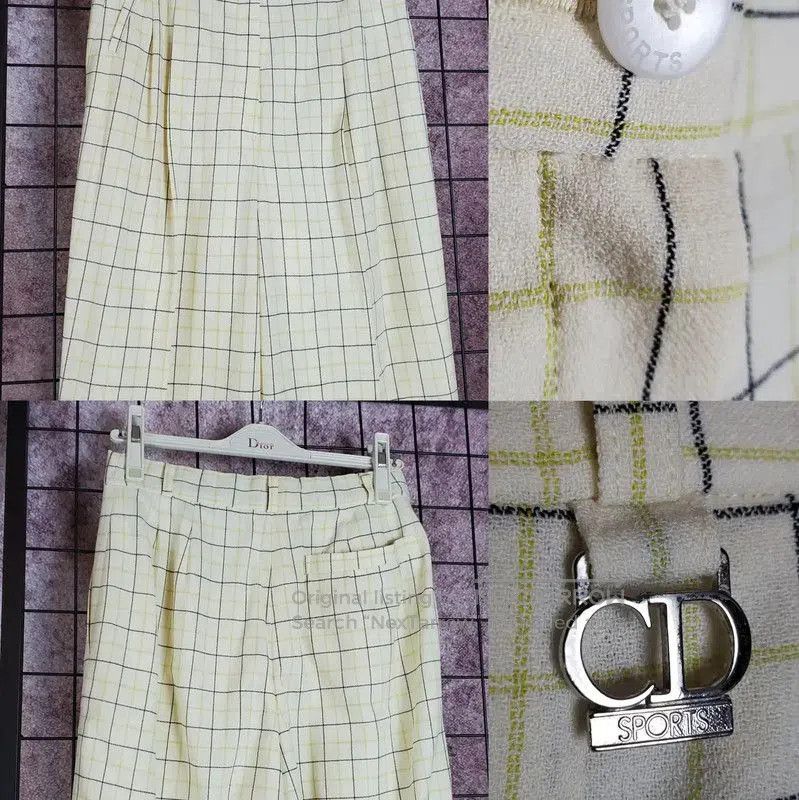 Dior Dior Yellow Plaid Wool Women's Casual Pants . Size 28" / US 6 / IT 42 - 2 Thumbnail