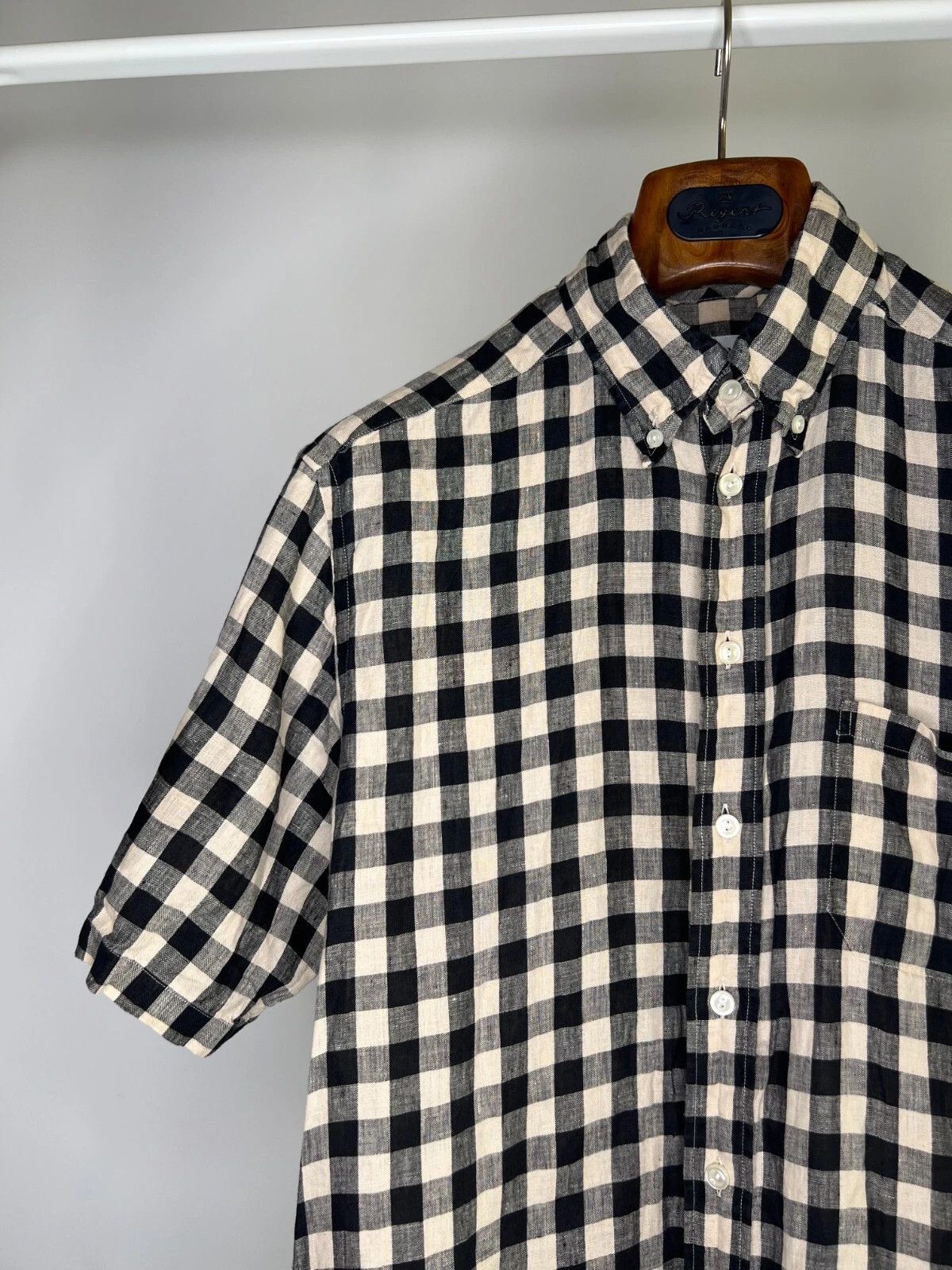Eton Eton Slim Men's Casual Summer Plaid Linen Short Sleeve Shirt Size US M / EU 48-50 / 2 - 2 Thumbnail
