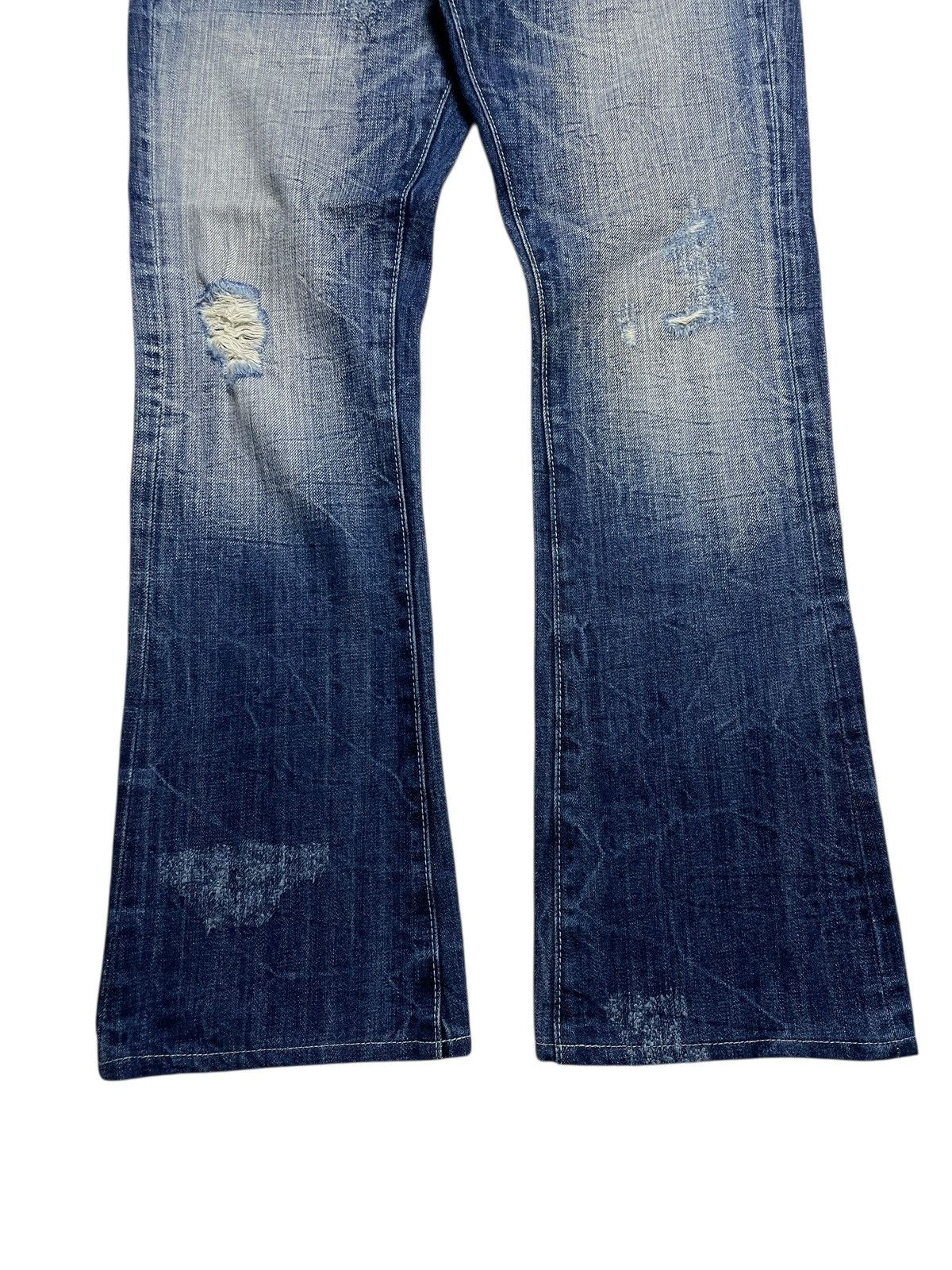 JACKROSE 2000’s Cavaria - Studed Crash Flared Denim Pants Size US 30 / EU 46 - 3 Thumbnail