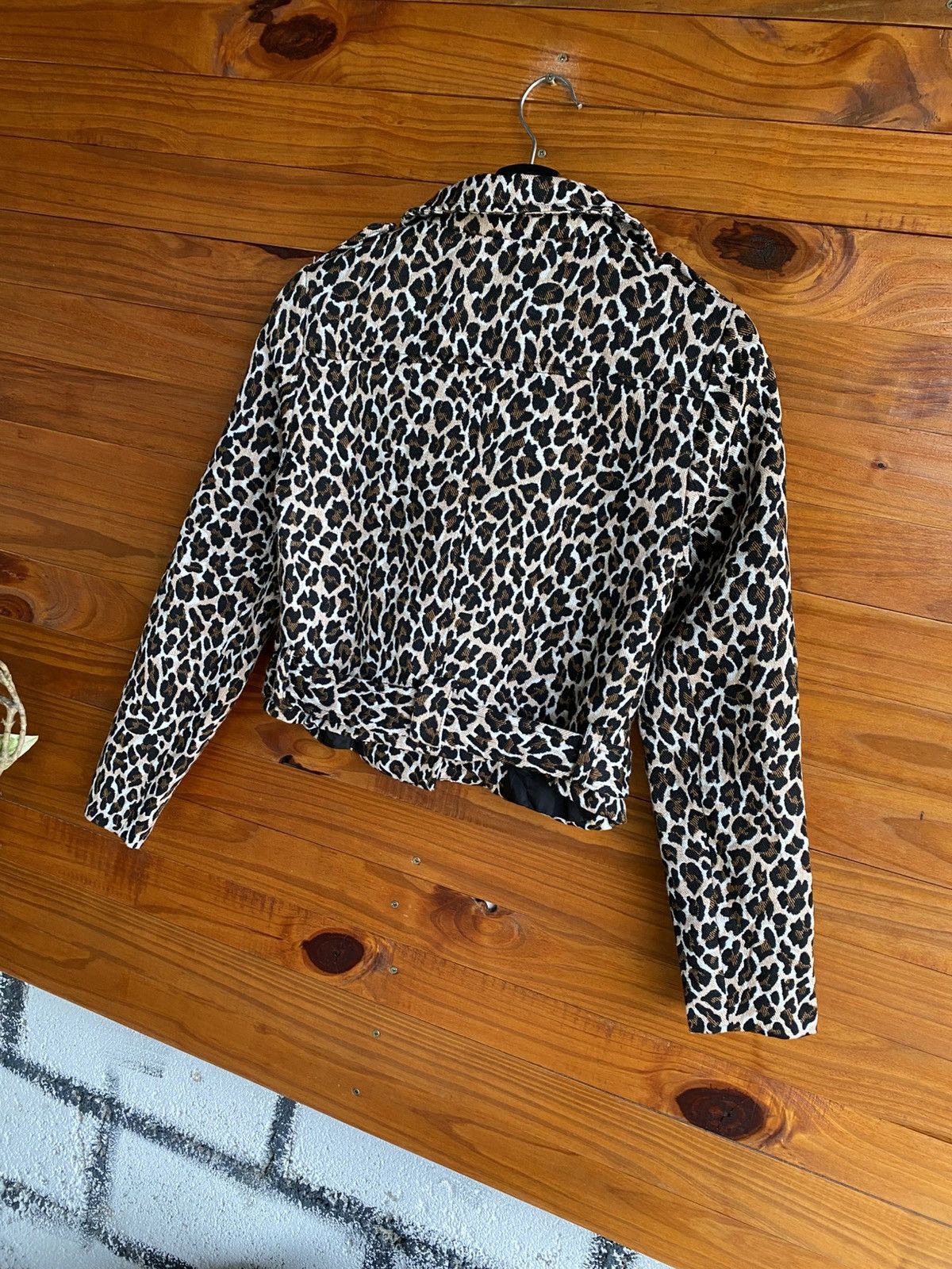 Vintage Just Jeans Leopard Print Cropped Biker Jacket Statement Size M / US 6-8 / IT 42-44 - 12 Thumbnail