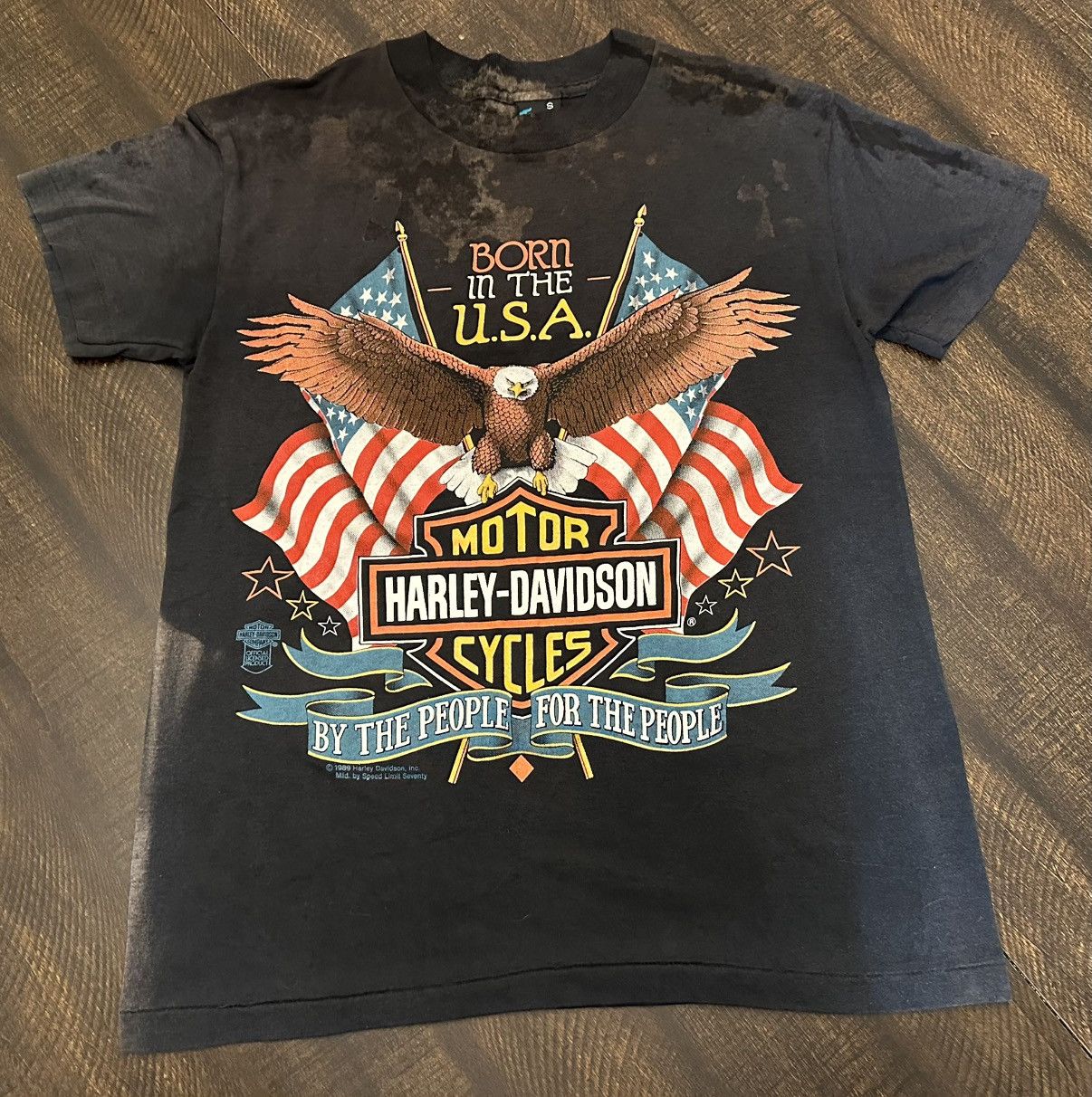 Harley Davidson 1989 VTG Harley Davidson Born In The USA TShirt Sz-SM-Stains Size US S / EU 44-46 / 1 - 1 Thumbnail