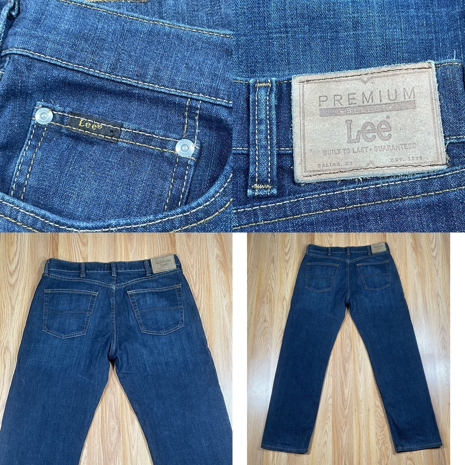Lee Lee Premium Jeans Mens 34Wx30L Regular Fit Straight Leg Stretch Blue Denim Pants Jeans Size US 34 / EU 50 - 9 Thumbnail