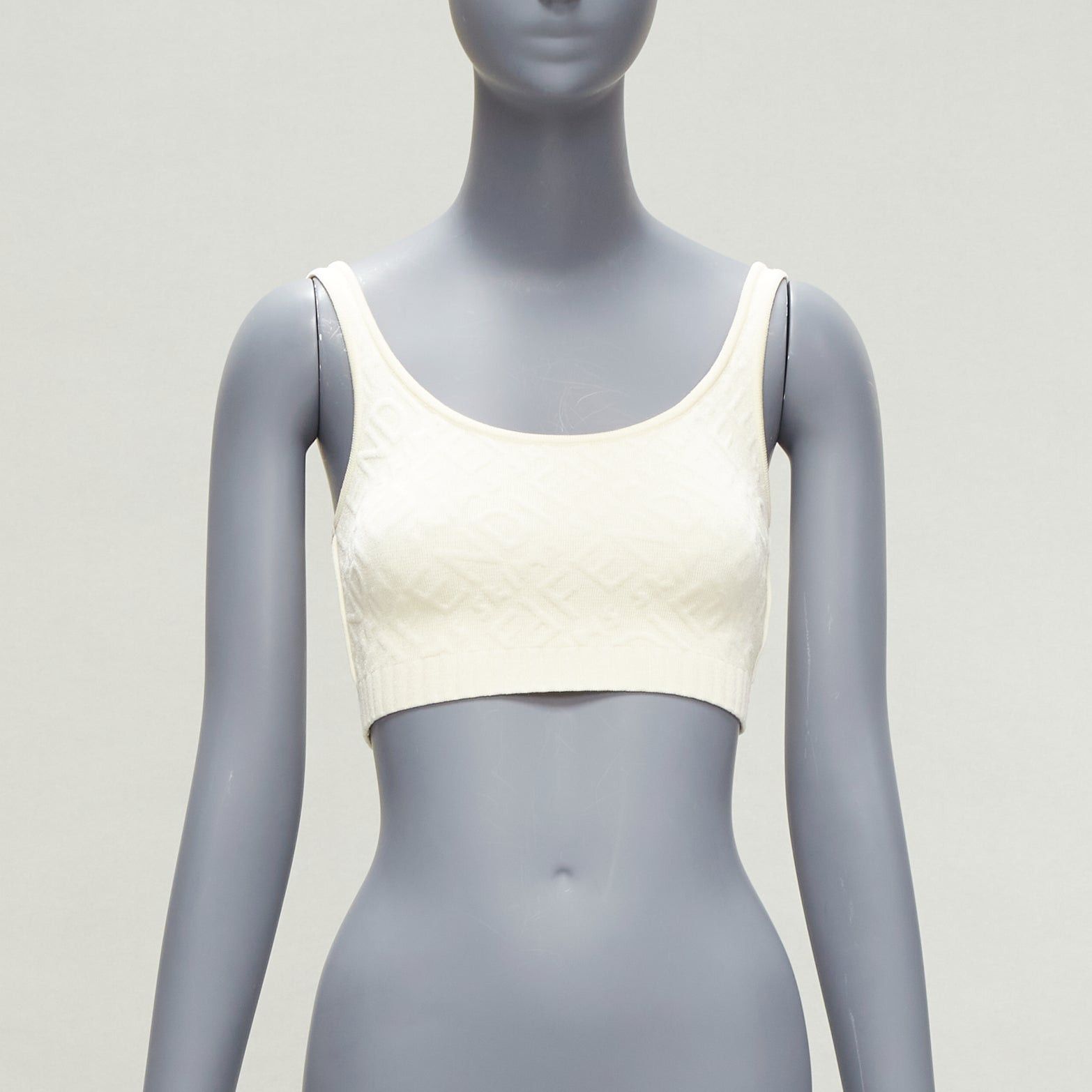 Fendi FENDI SKIMS cream logo jacquard scoop neck bralette crop top IT36 XXS Size XS / US 0-2 / IT 36-38 - 1 Thumbnail