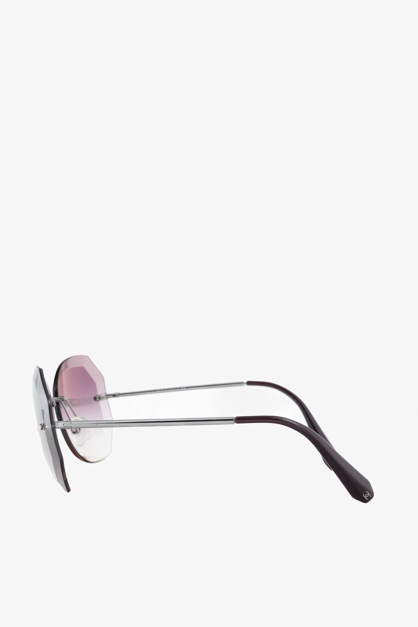 Chanel 4220 Eggplant Faceted Rimless Sunglasses display picture 2