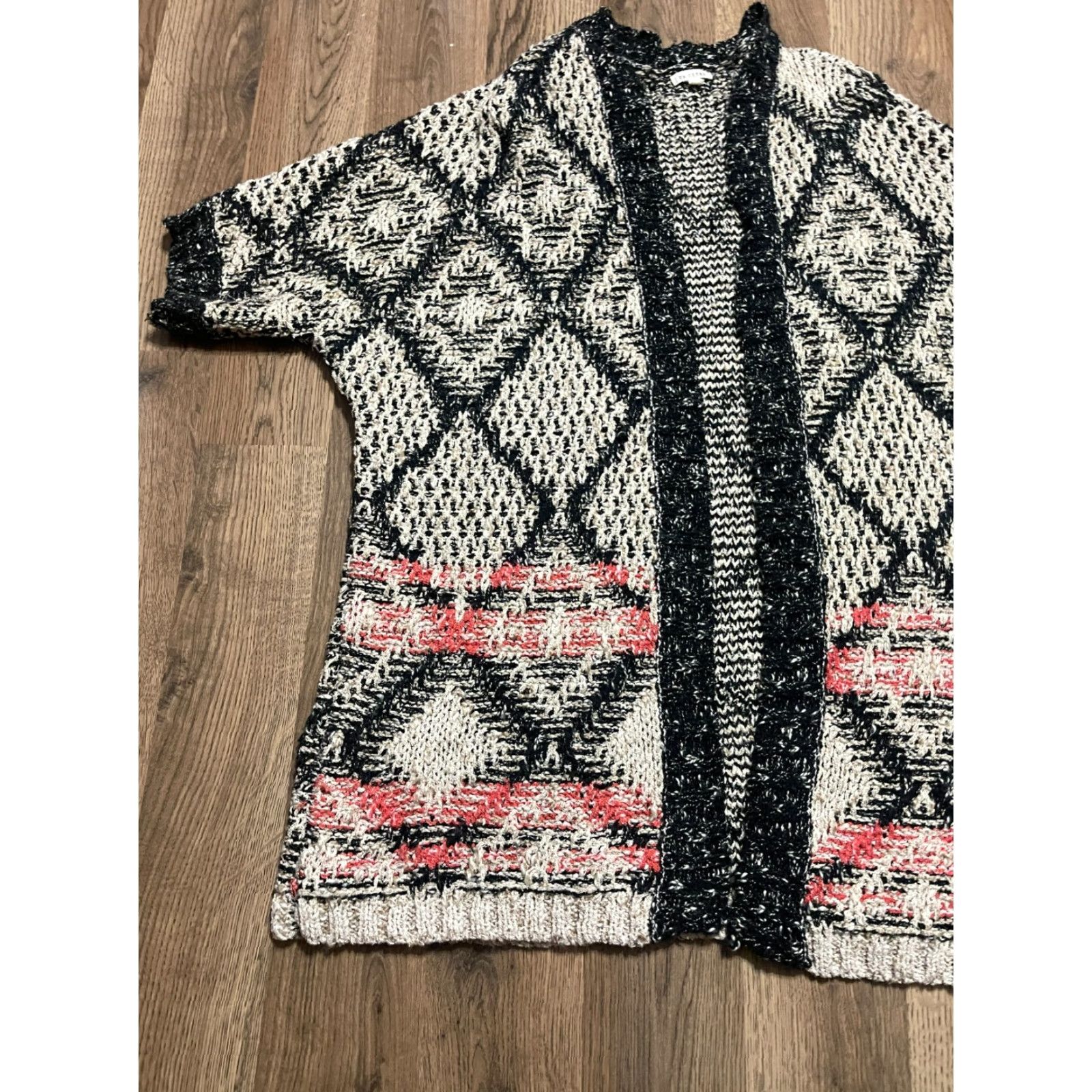 Vintage En Creme Sweater Women's Size Medium Pink Black White Open Cardigan Knit Size M / US 6-8 / IT 42-44 - 3 Thumbnail