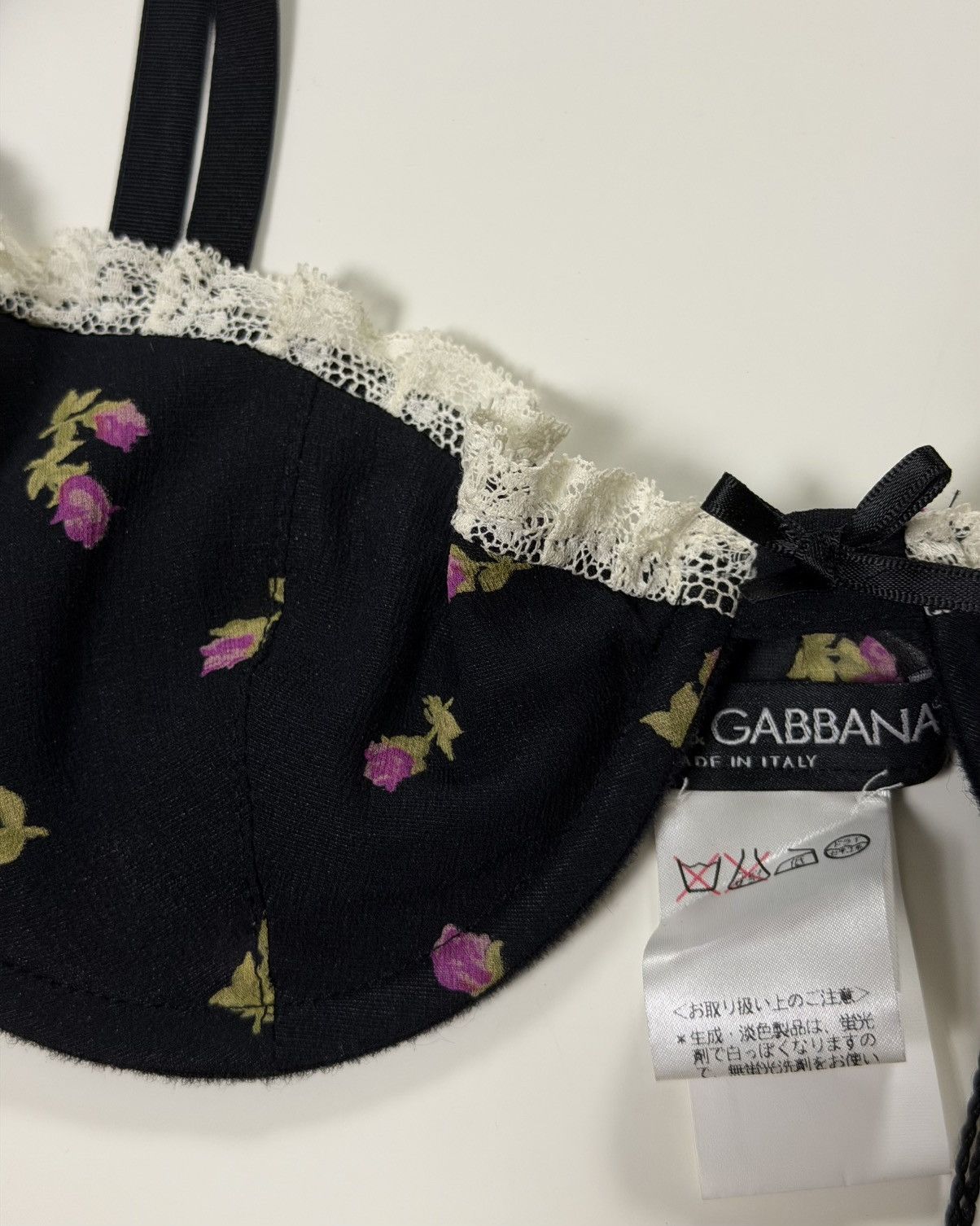 Dolce & Gabbana DOLCE&GABBANA F/W 2001 Floral Lace Trim Balconette Bra Top Size ONE SIZE - 3 Thumbnail