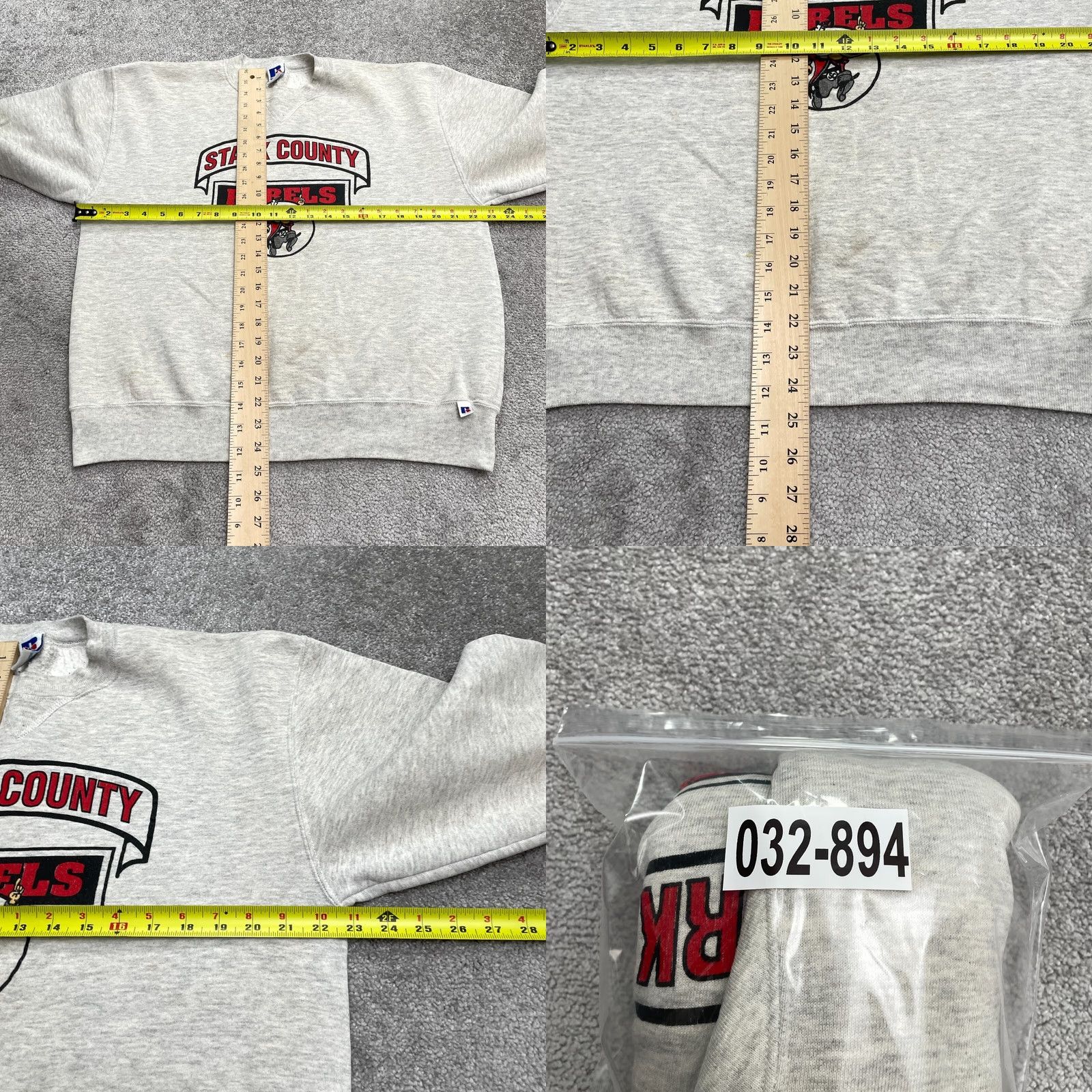 Russell Athletic VINTAGE Russell Athletic Graphic Pullover Sweatshirt Unisex Large Gray Crew Neck Sweatshirt Men’s Regular Fit 90s Outdoor Adventure Logo Print Size US L / EU 52-54 / 3 - 9 Thumbnail