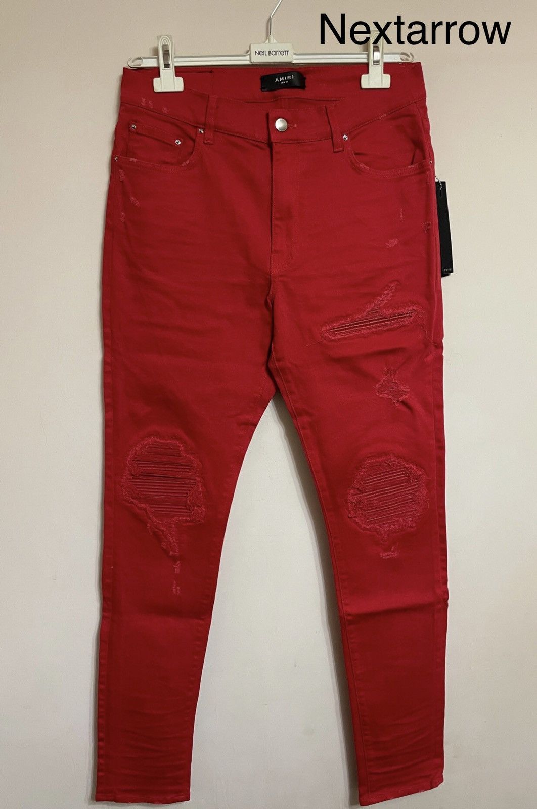 Amiri Amiri mx1 red patchwork jeans 2412-Nextarrow Size US 33 - 1 Thumbnail