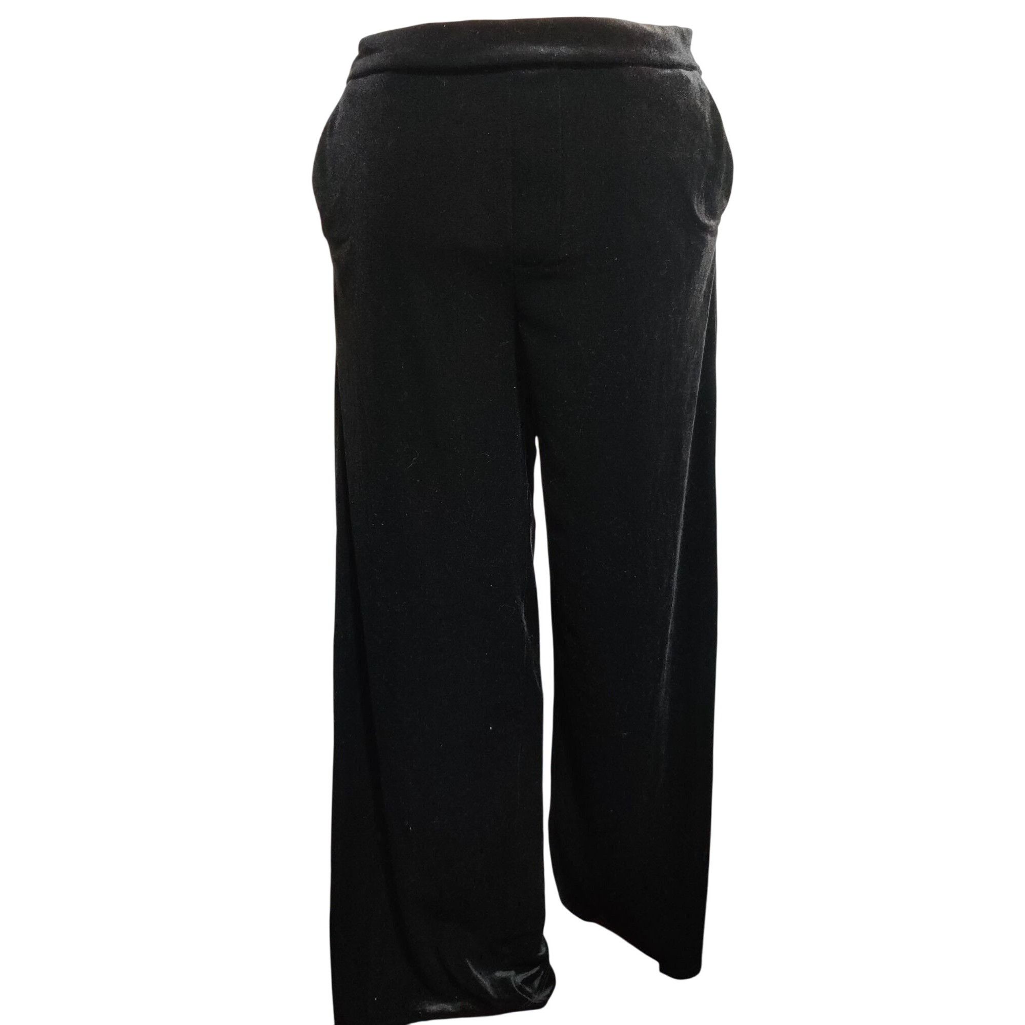 Other Time and Tru Pants Womens L Black Velour Lounge Pull On Wide Size 34" / US 12 / IT 48 - 1 Thumbnail