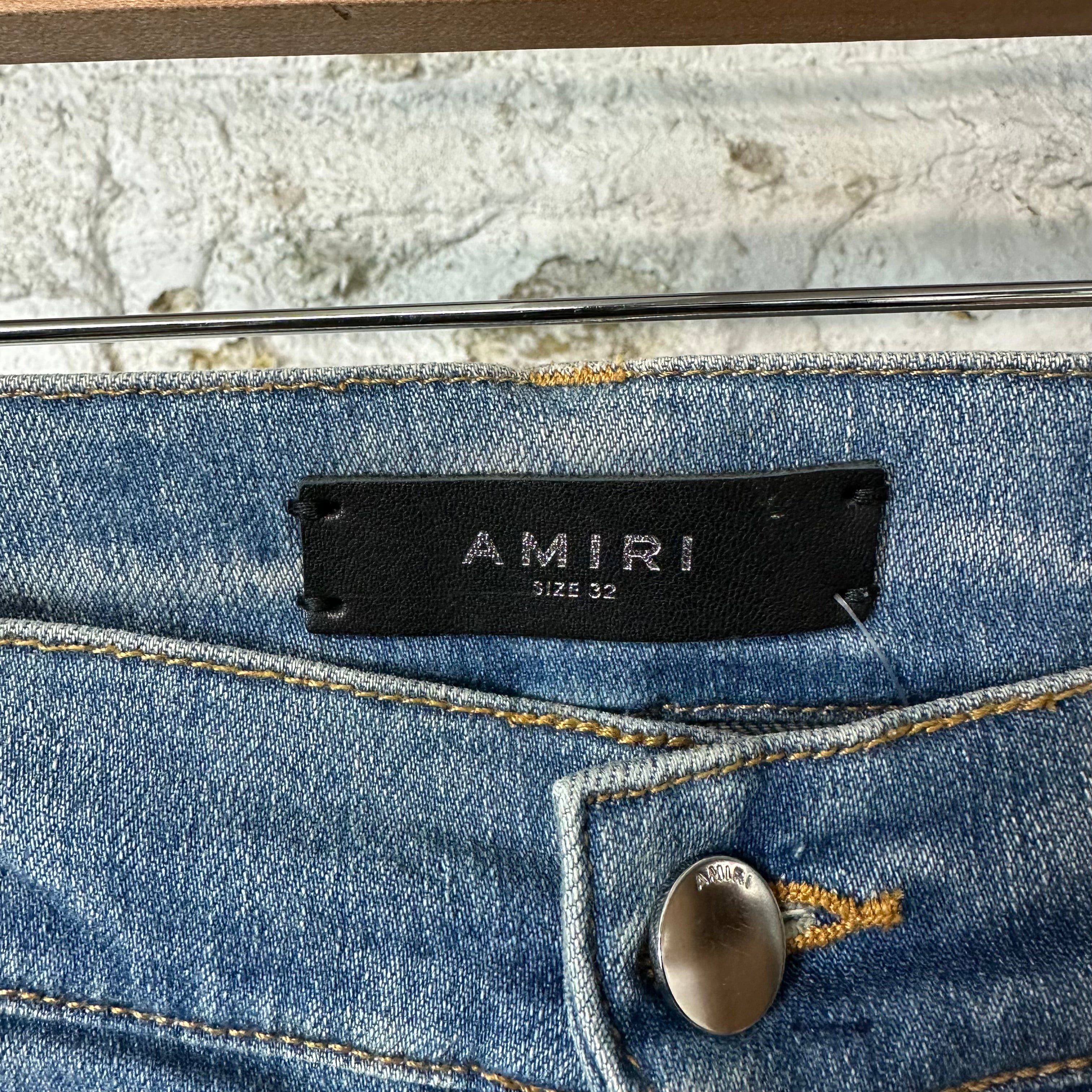 Amiri Amiri White Flower Print Blue Denim Jeans Sz 32 Size US 32 / EU 48 - 3 Thumbnail